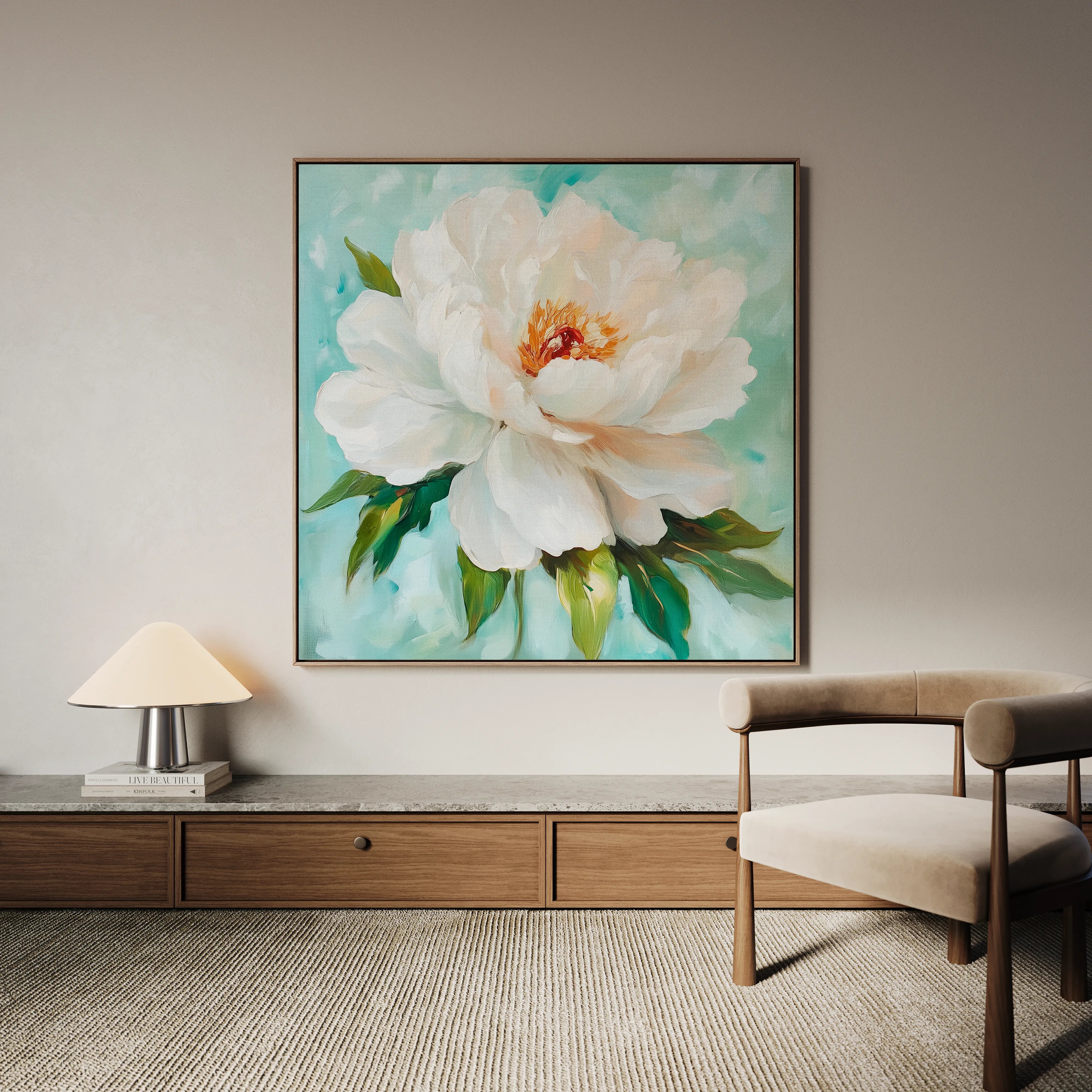 Floral 1301 Canvas Art 16" x 16" / 40 x 40 cm / Black