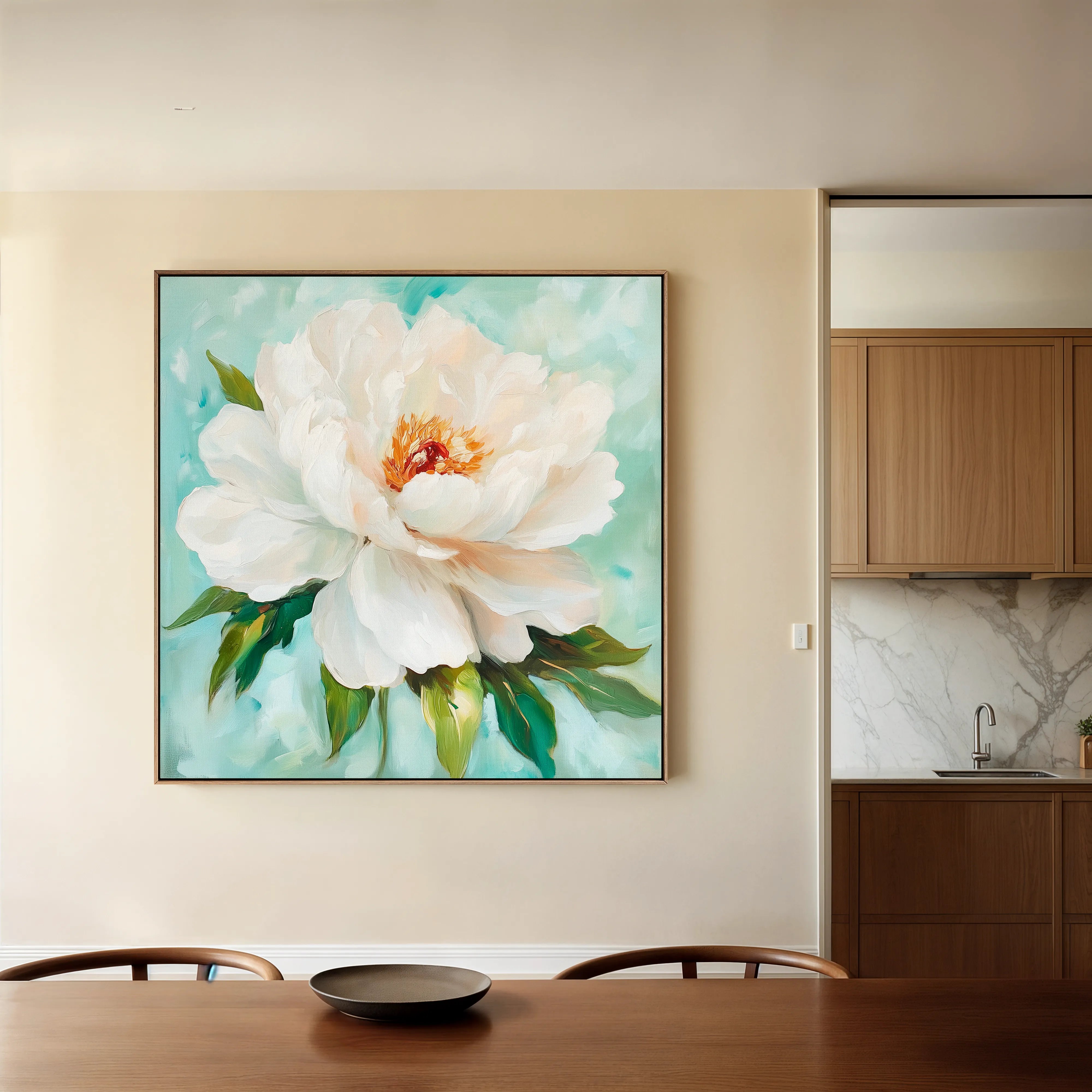 Floral 1301 Canvas Art 16" x 16" / 40 x 40 cm / Black