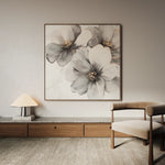 Floral 1302 Canvas Art 16" x 16" / 40 x 40 cm / Black