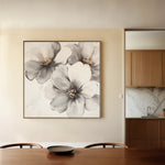 Floral 1302 Canvas Art 16" x 16" / 40 x 40 cm / Black