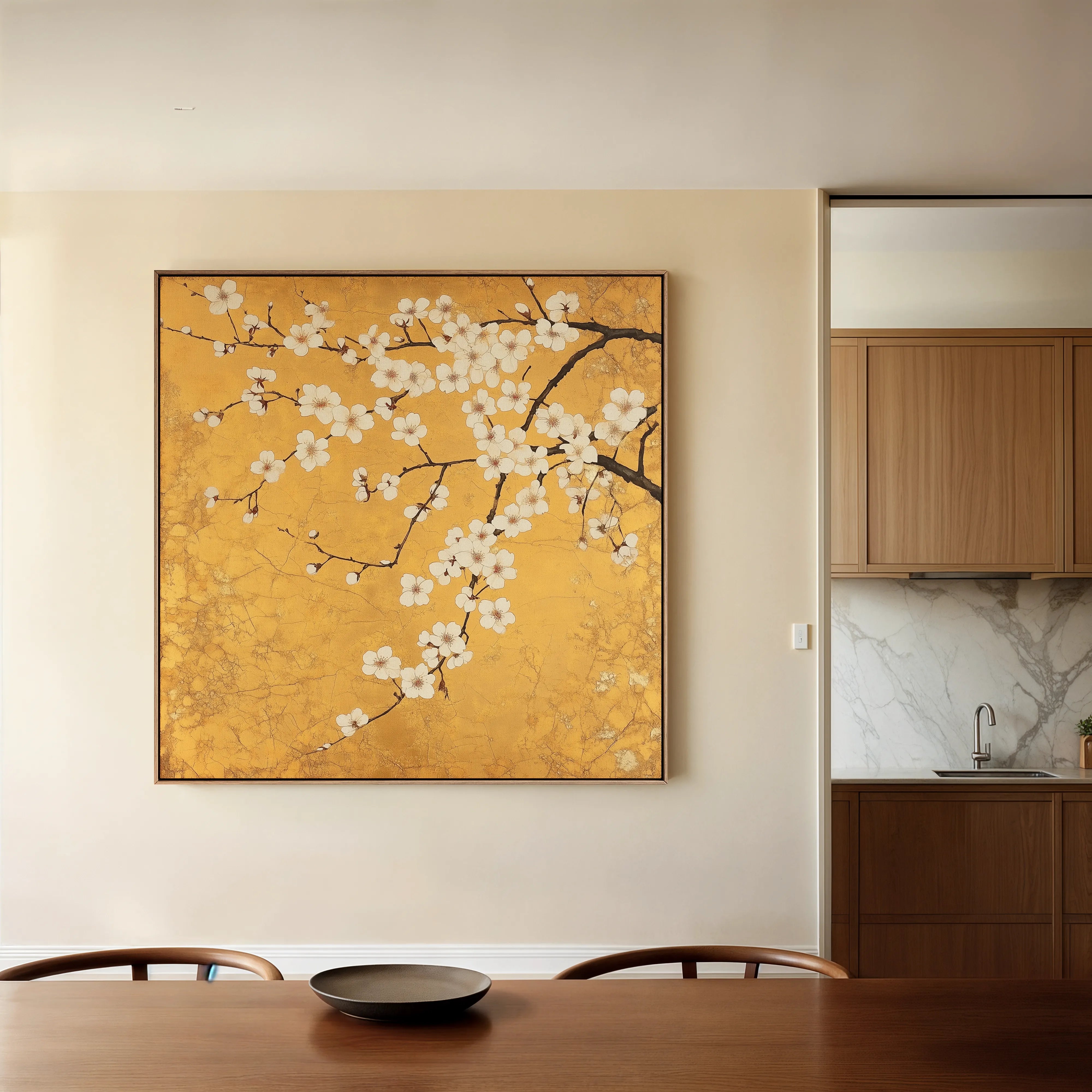 Floral 1303 Canvas Art 16" x 16" / 40 x 40 cm / Black