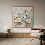 Floral 1304 Canvas Art 16" x 16" / 40 x 40 cm / Black