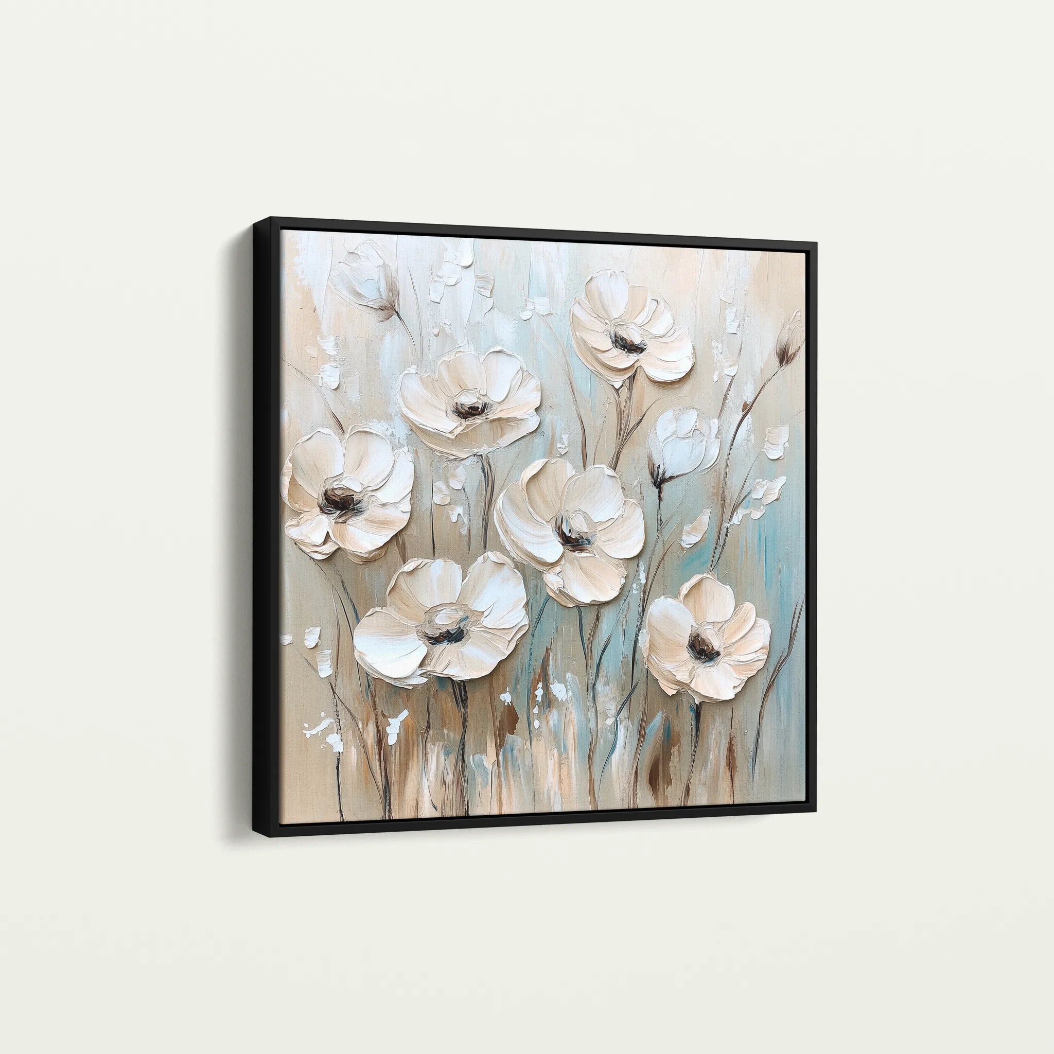 Floral 1304 Canvas Art 16" x 16" / 40 x 40 cm / Black