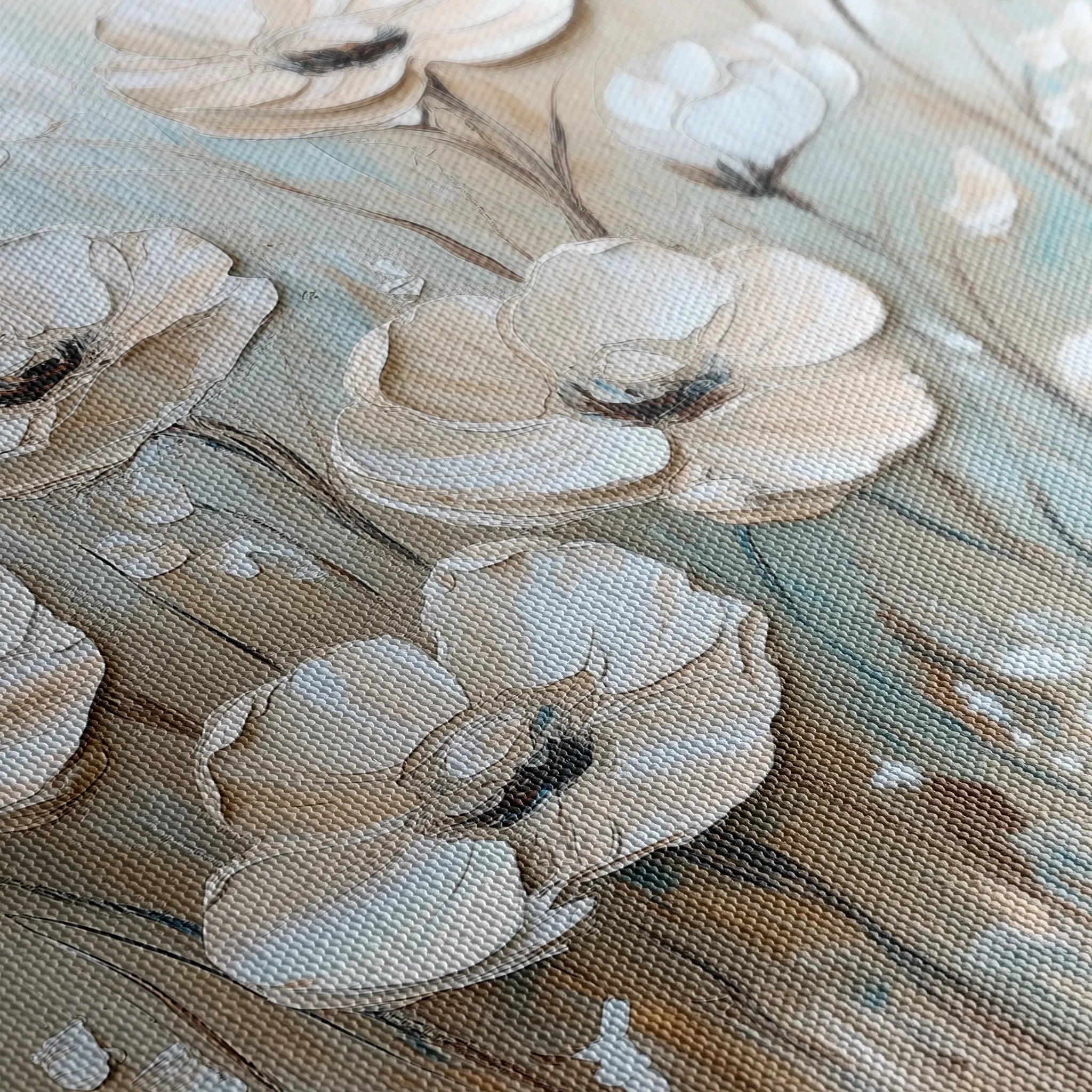 Floral 1304 Canvas Art 16" x 16" / 40 x 40 cm / Black