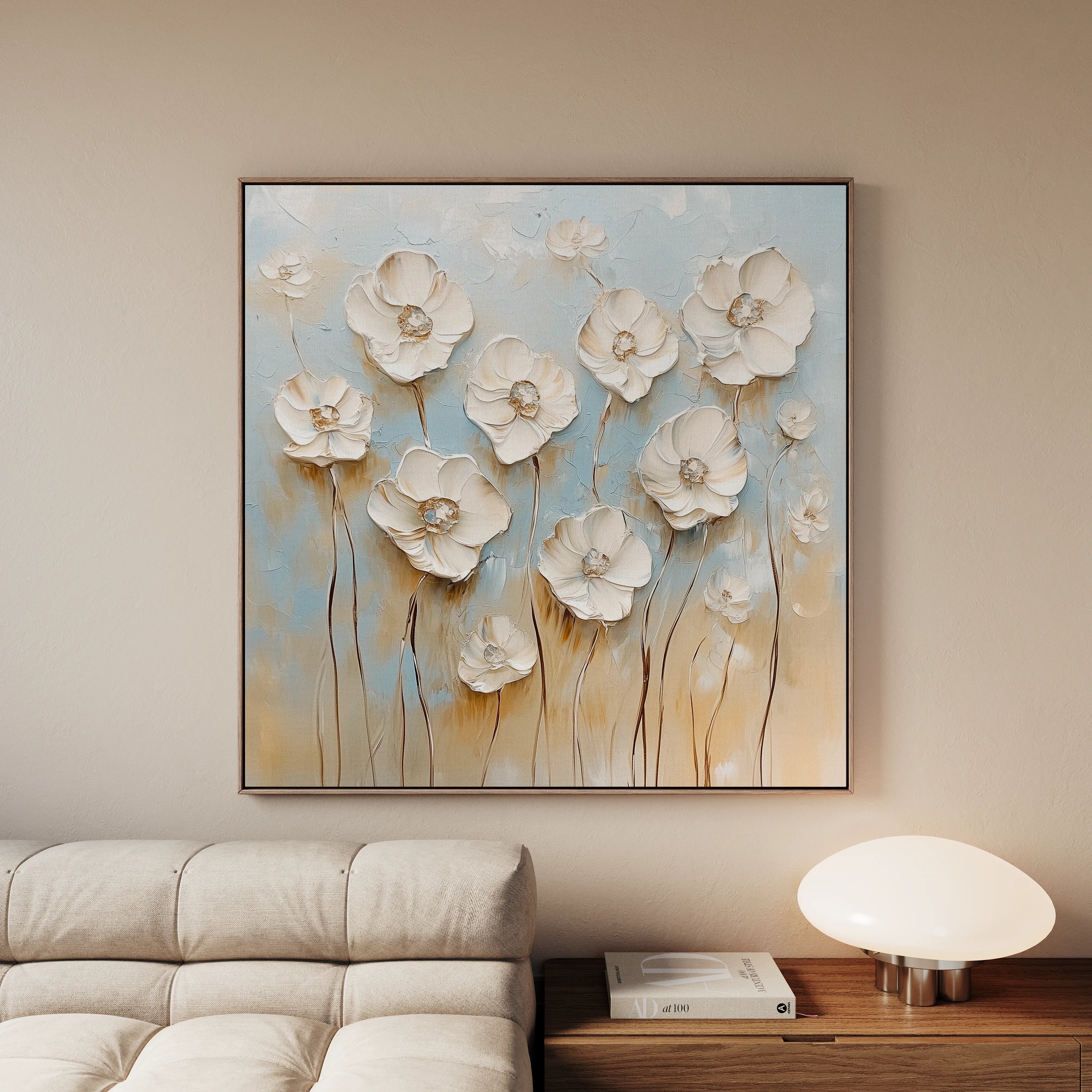 Floral 1305 Canvas Art 16" x 16" / 40 x 40 cm / Black