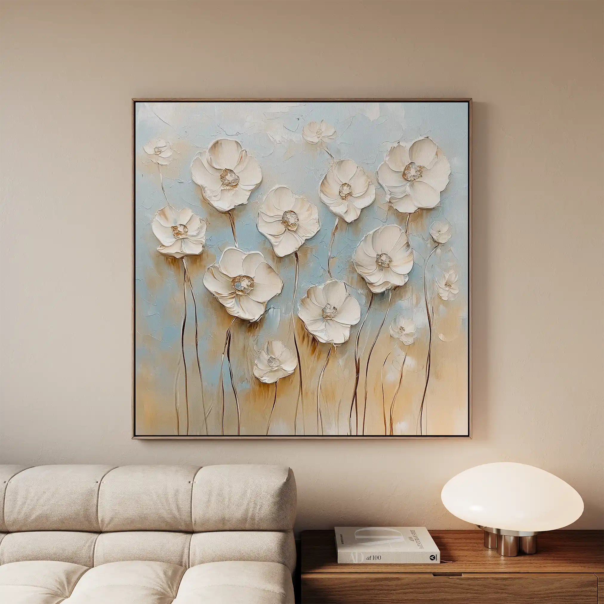 Floral 1305 Canvas Art 16" x 16" / 40 x 40 cm / Black