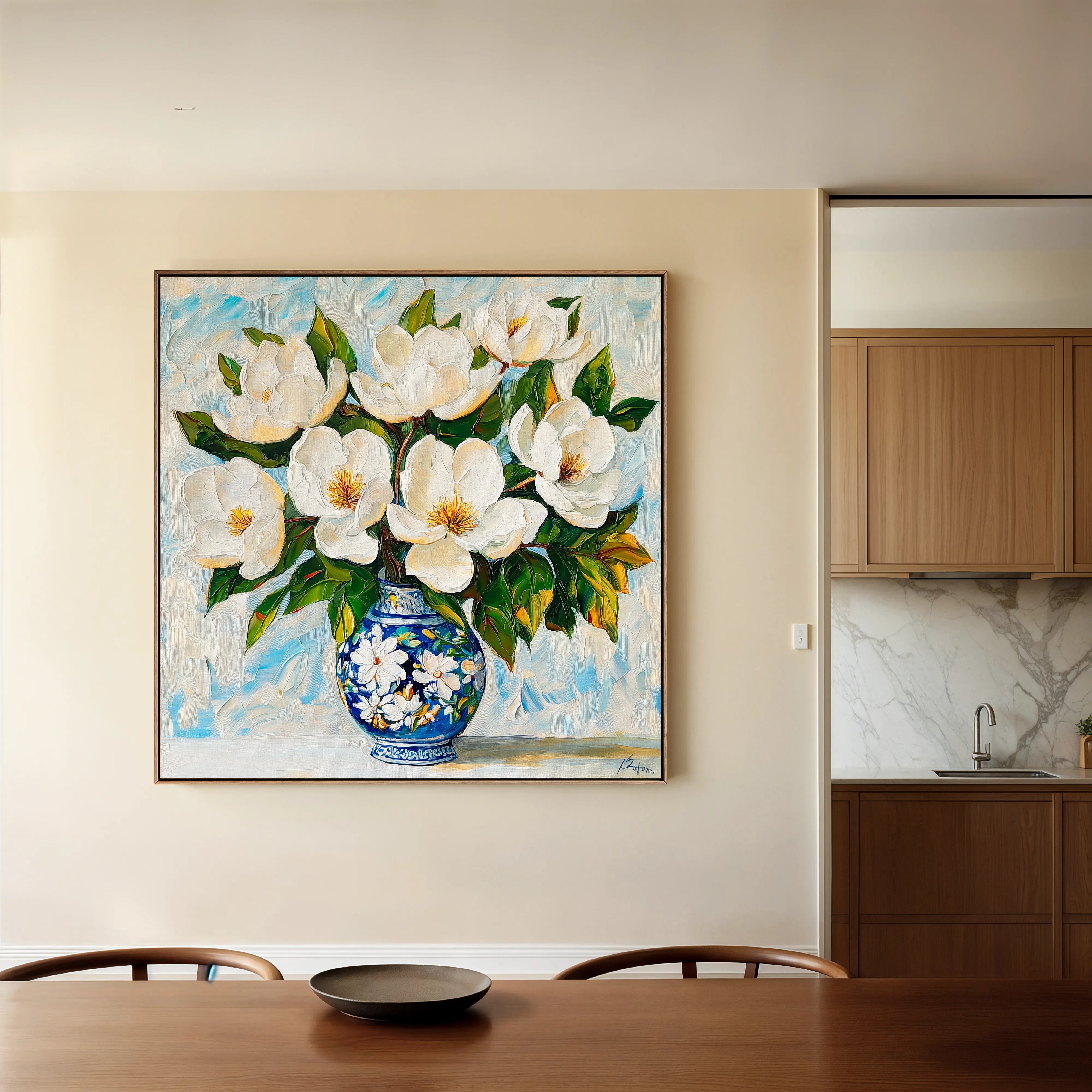 Floral 1306 Canvas Art 16" x 16" / 40 x 40 cm / Black