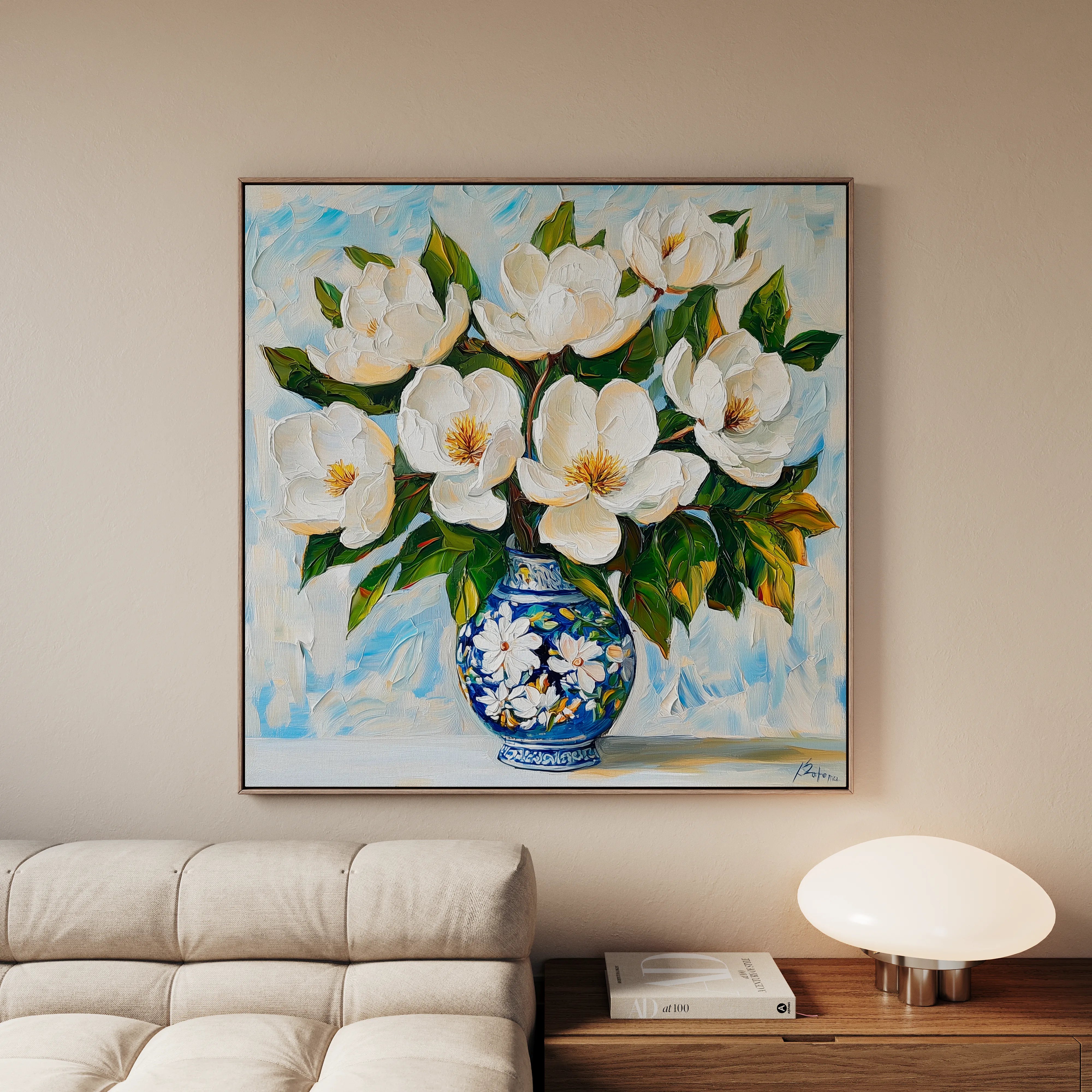 Floral 1306 Canvas Art 16" x 16" / 40 x 40 cm / Black