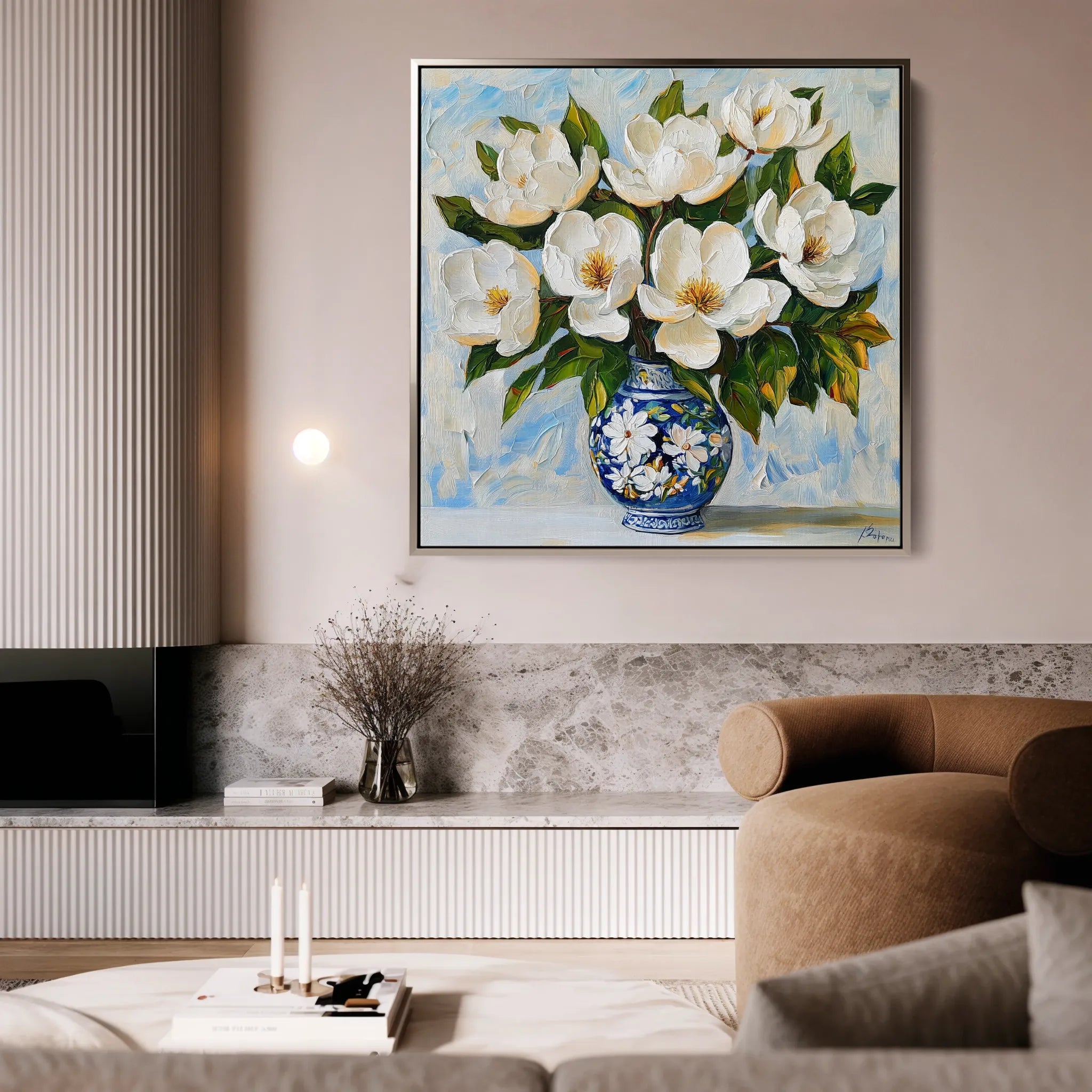 Floral 1306 Canvas Art 16" x 16" / 40 x 40 cm / Black