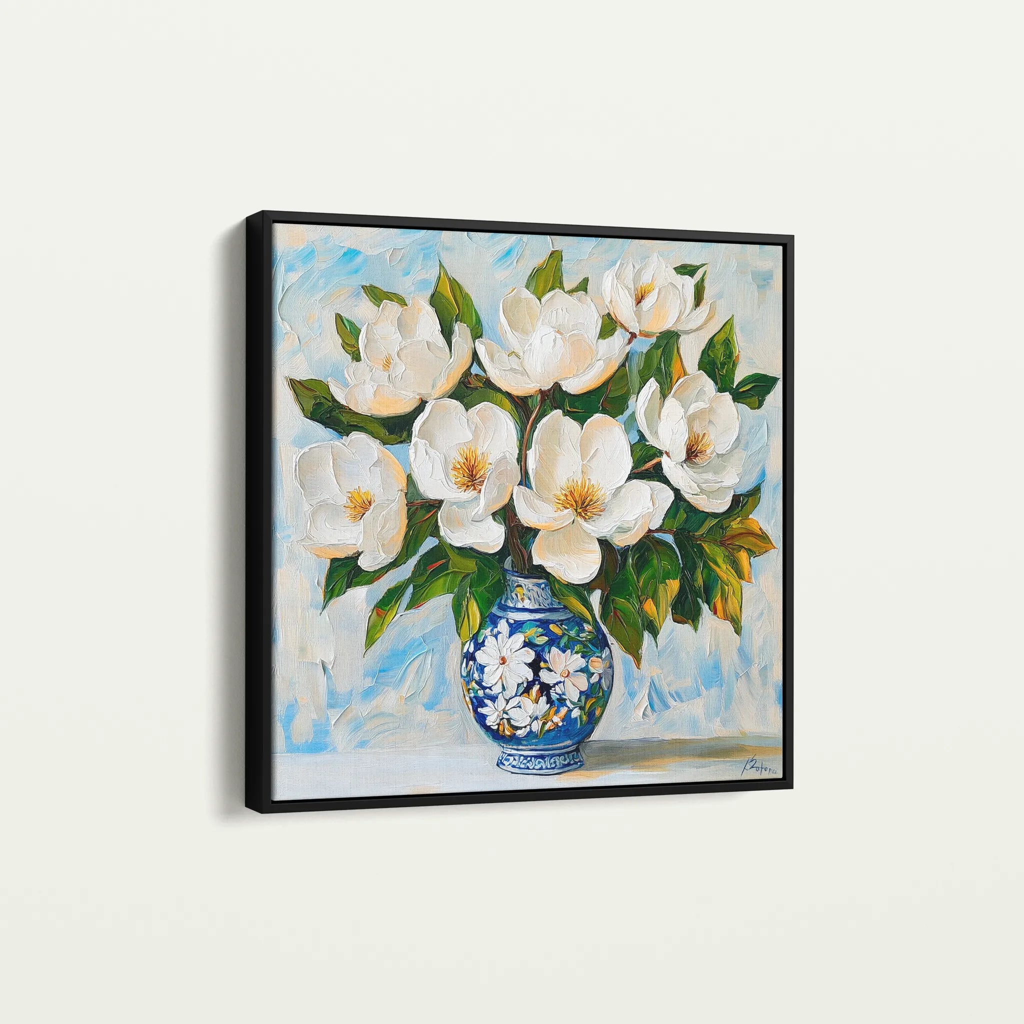 Floral 1306 Canvas Art 16" x 16" / 40 x 40 cm / Black