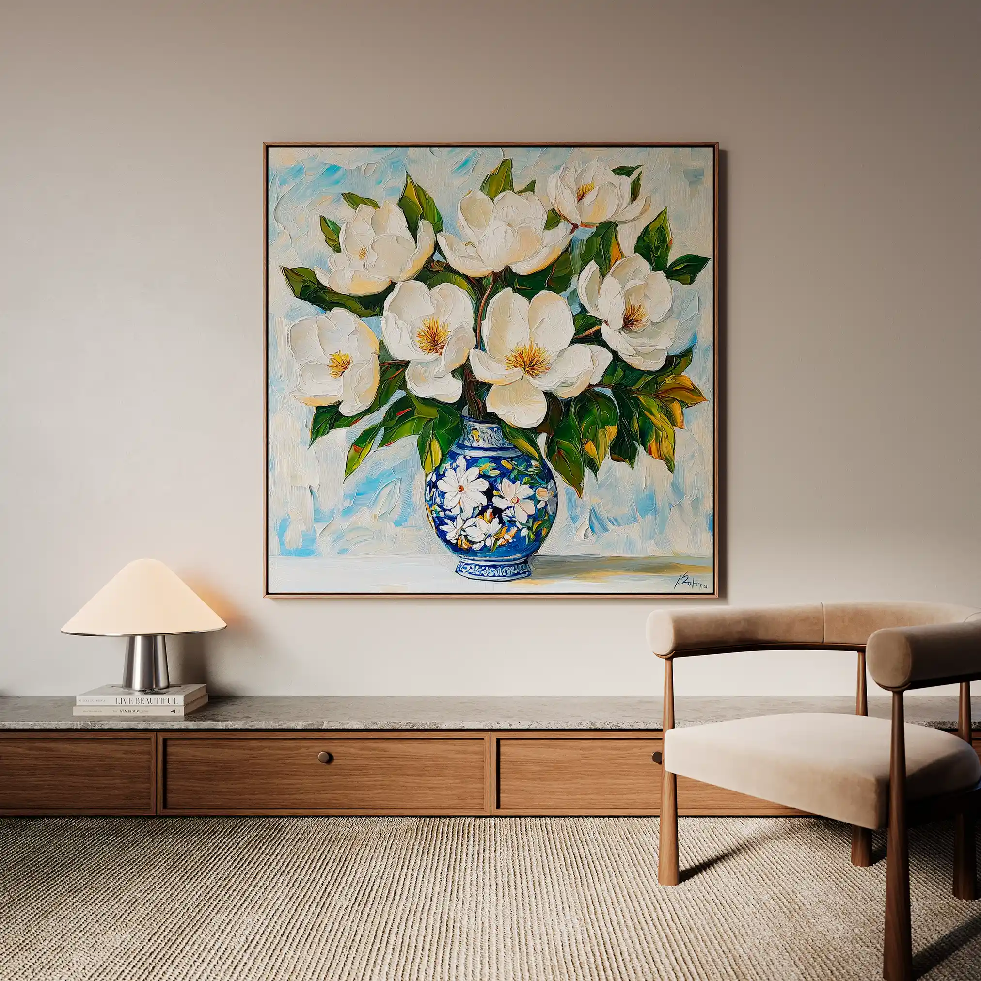 Floral 1306 Canvas Art 60 x 60 cm / Black