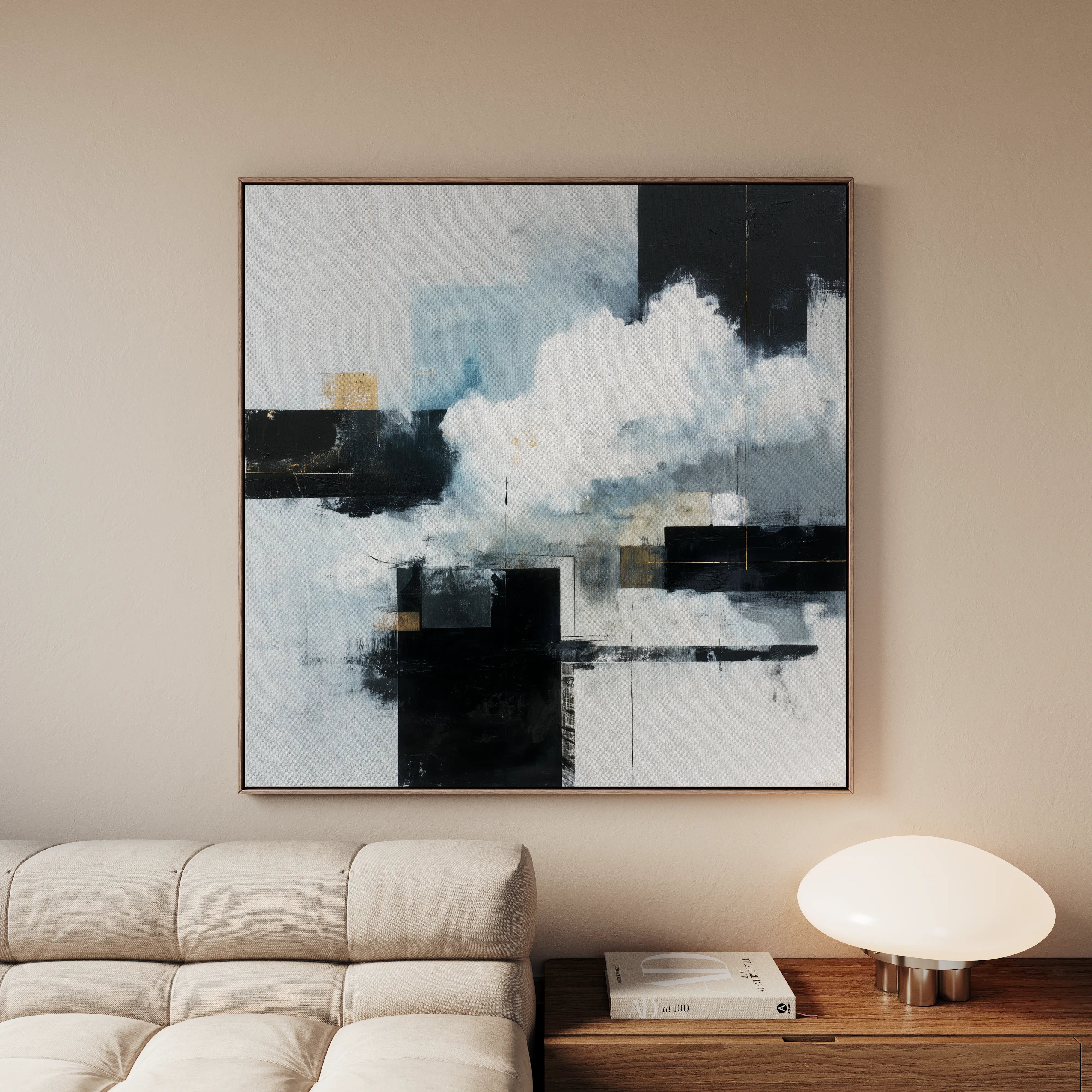 Abstract 1307 Canvas Art 16" x 16" / 40 x 40 cm / Black