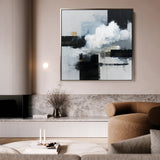 Abstract 1307 Canvas Art 16" x 16" / 40 x 40 cm / Black