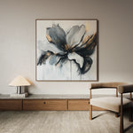 Floral 1308 Canvas Art 16" x 16" / 40 x 40 cm / Black