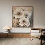 Floral 1309 Canvas Art 16" x 16" / 40 x 40 cm / Black