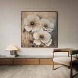 Floral 1309 Canvas Art 16" x 16" / 40 x 40 cm / Black