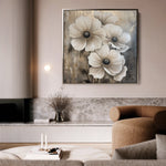 Floral 1309 Canvas Art 16" x 16" / 40 x 40 cm / Black