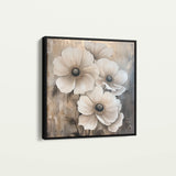 Floral 1309 Canvas Art 16" x 16" / 40 x 40 cm / Black