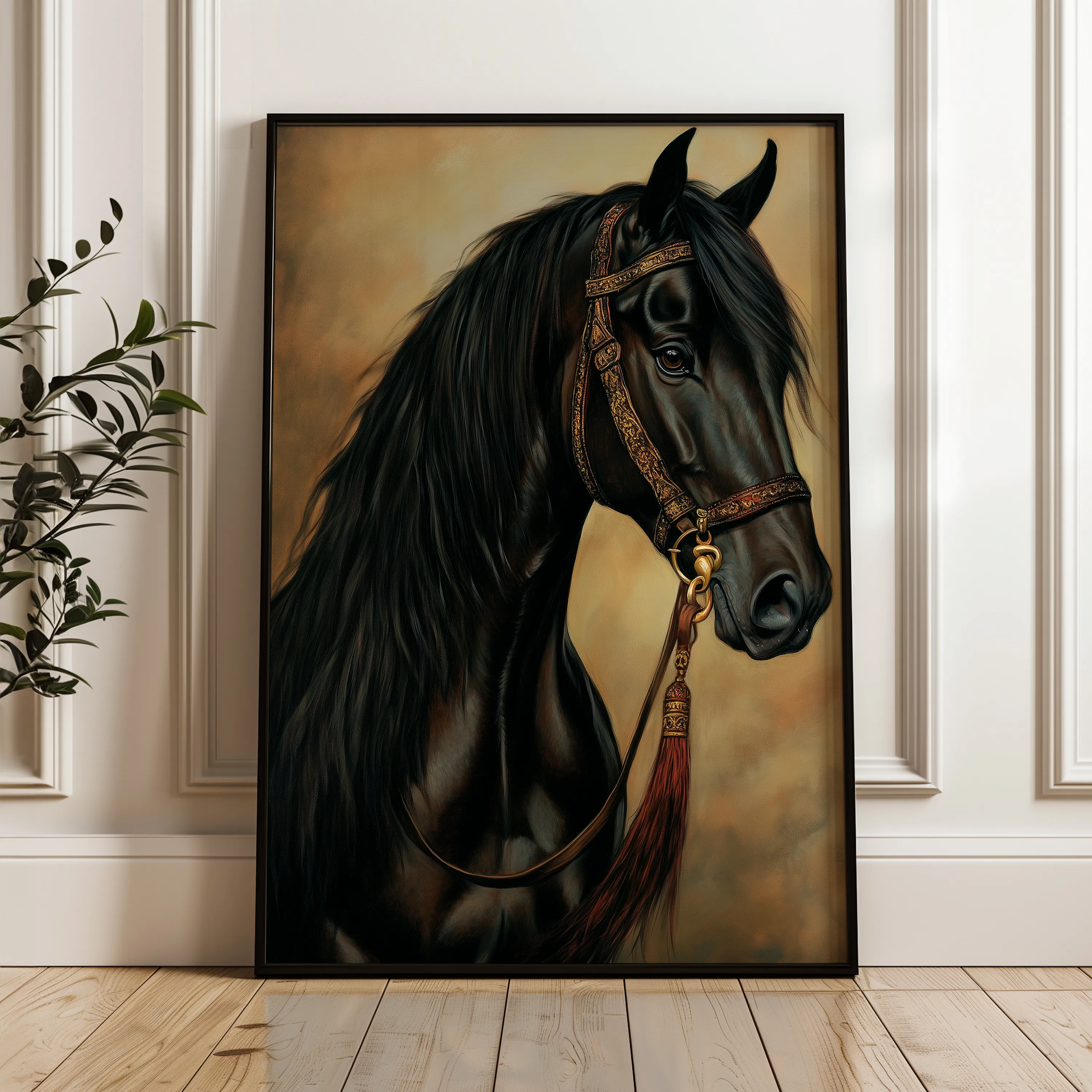 Horses 131 Canvas Art 18" x 24" / 45 x 60 cm / Black