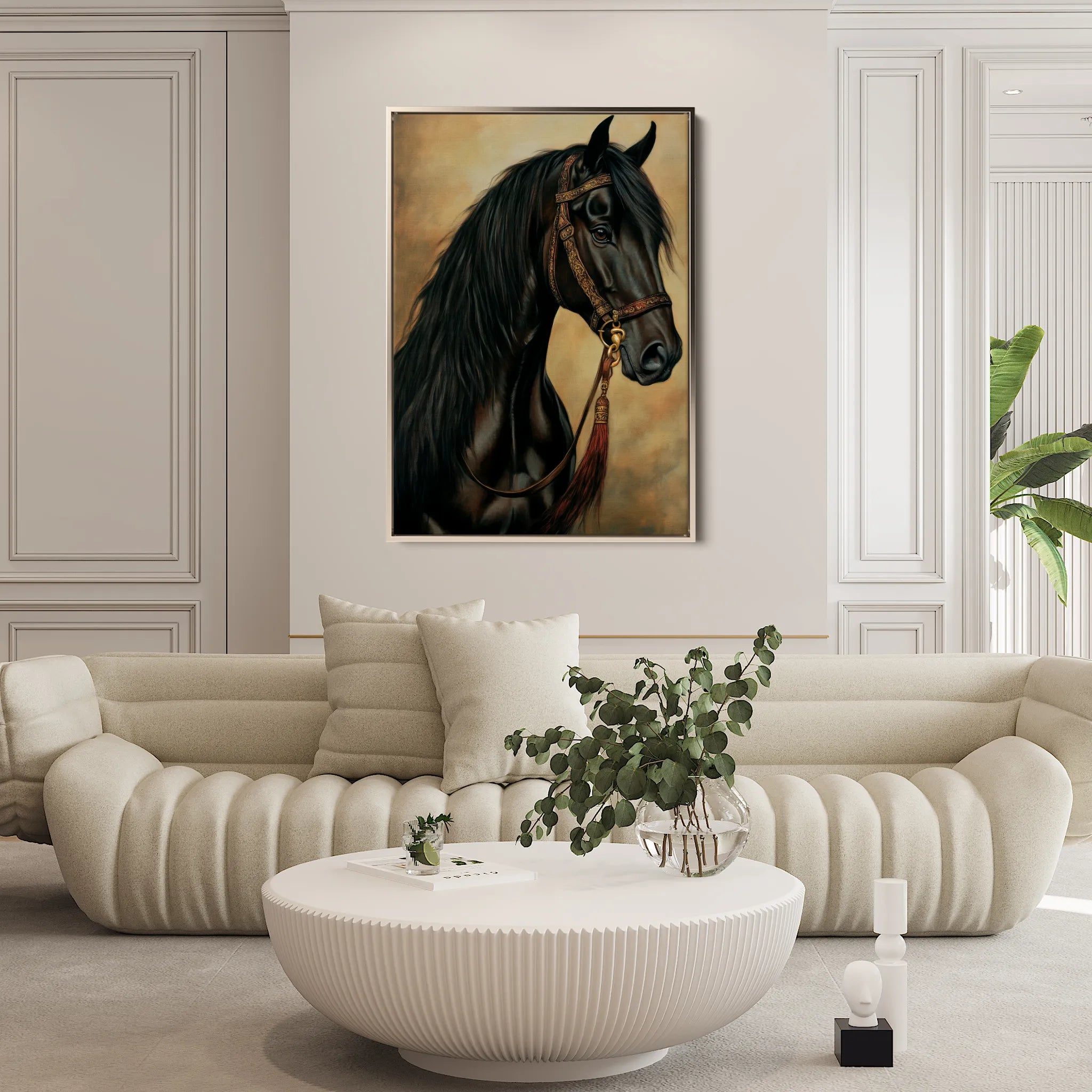 Horses 131 Canvas Art 18" x 24" / 45 x 60 cm / Black