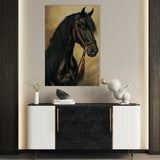 Horses 131 Canvas Art 18" x 24" / 45 x 60 cm / Black