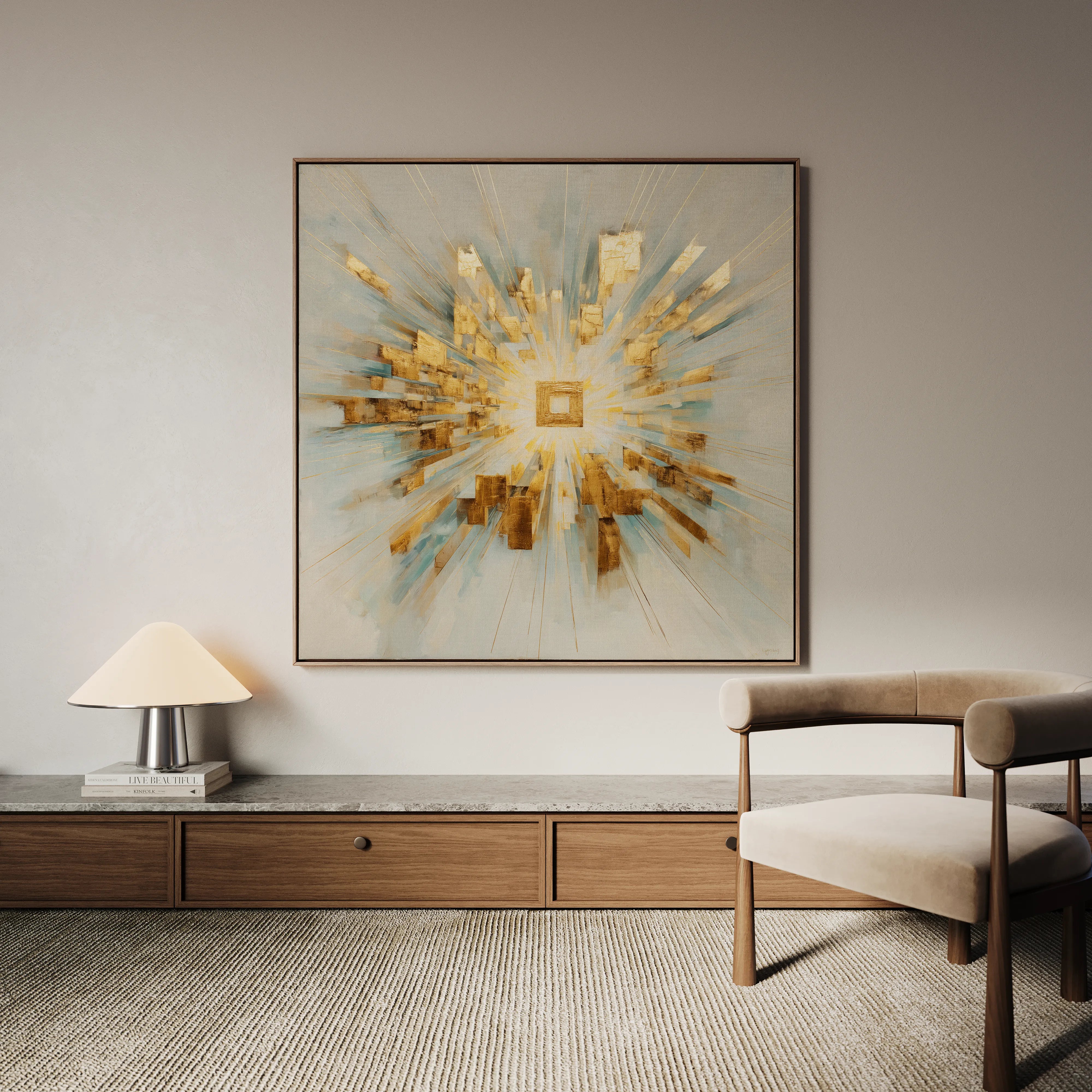 Abstract 1310 Canvas Art 16" x 16" / 40 x 40 cm / Black
