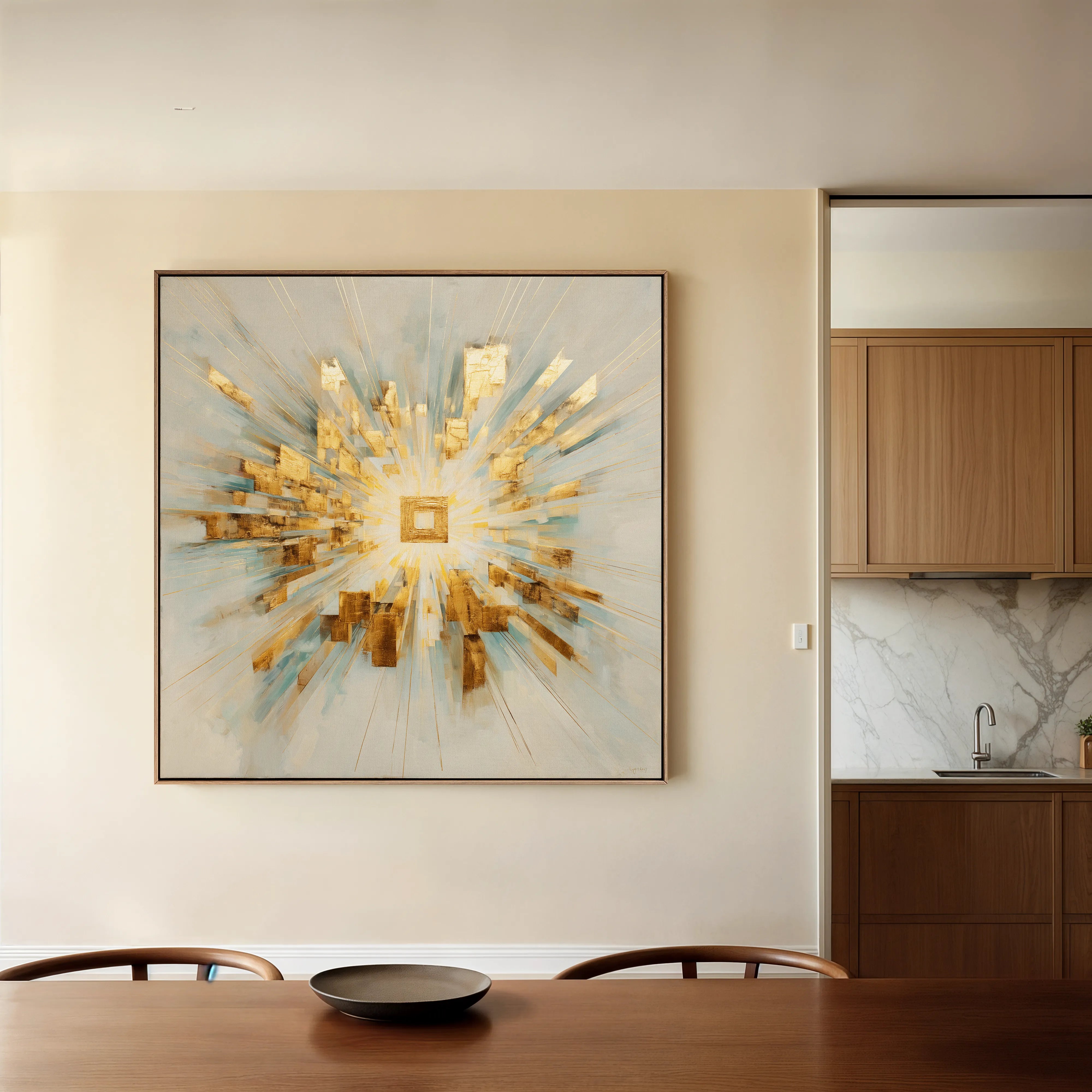 Abstract 1310 Canvas Art 16" x 16" / 40 x 40 cm / Black