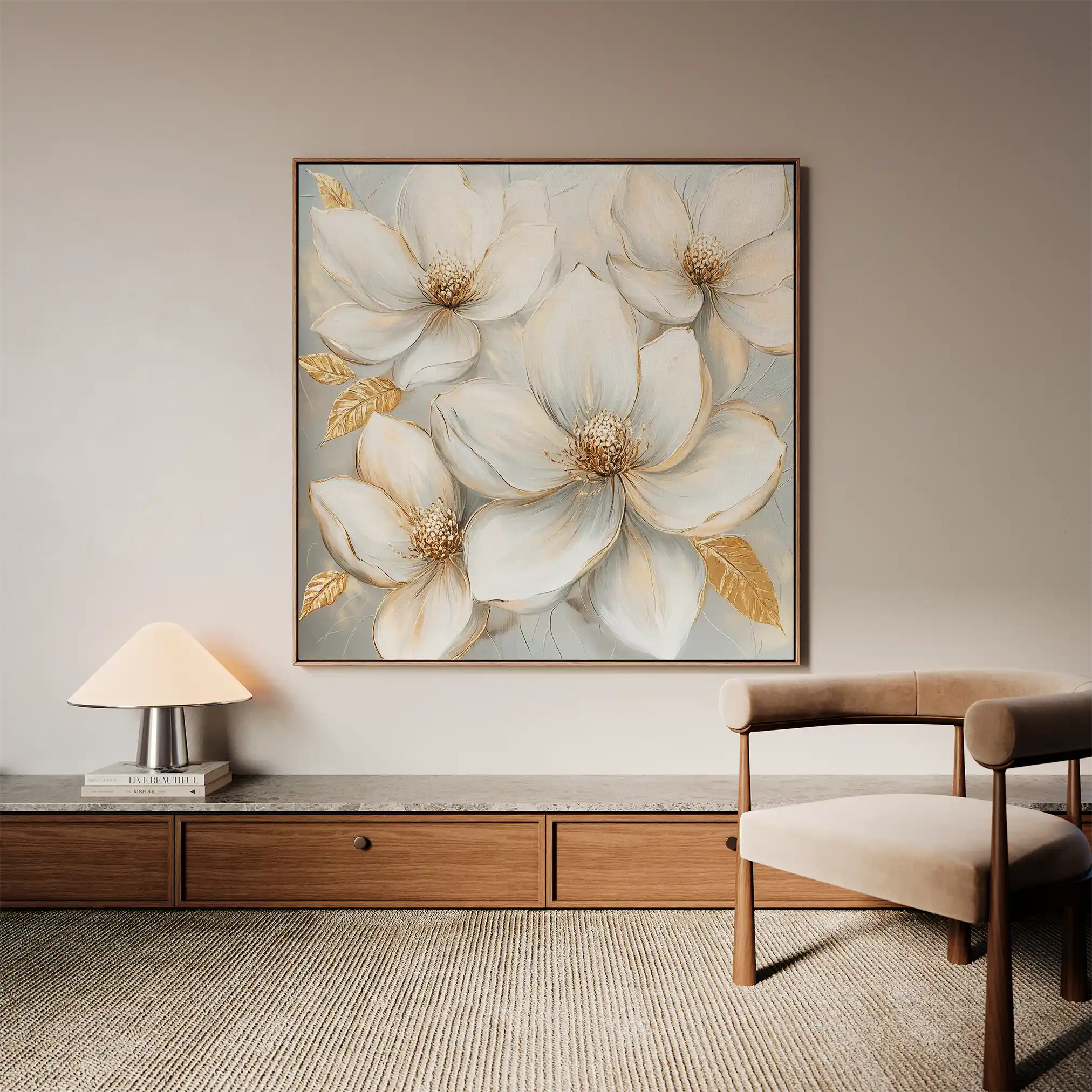Floral 1310 Canvas Art 16" x 16" / 40 x 40 cm / Black
