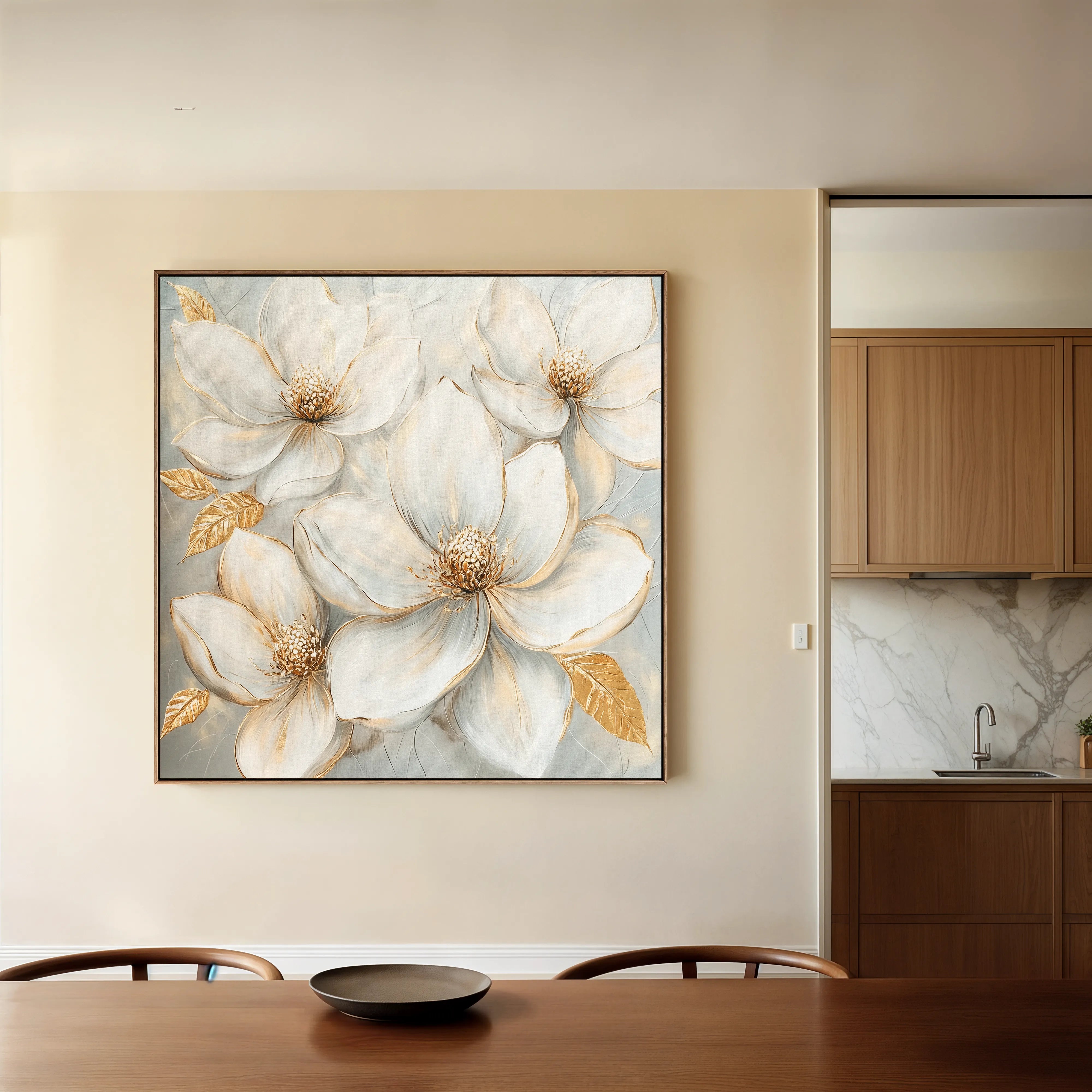 Floral 1310 Canvas Art 16" x 16" / 40 x 40 cm / Black