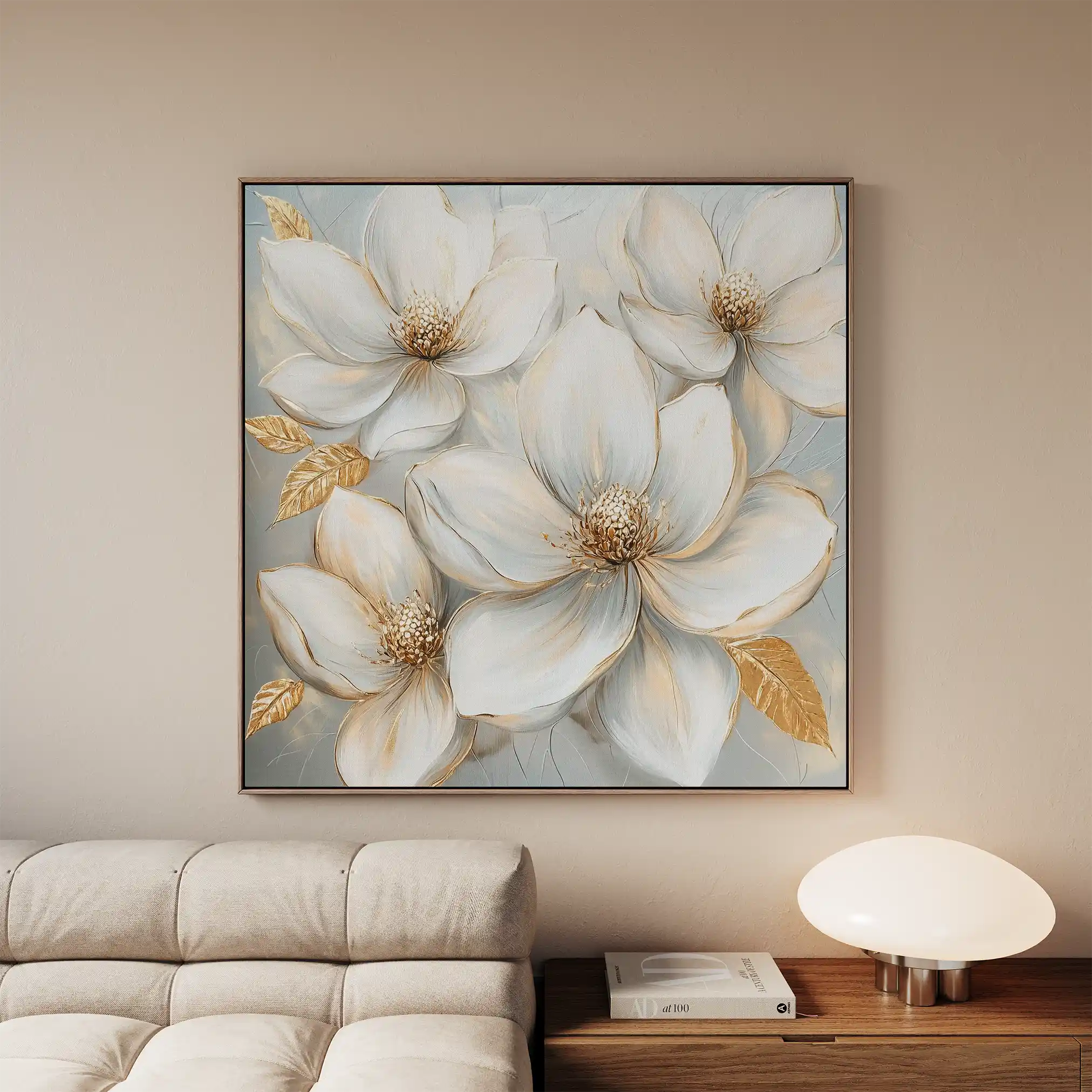 Floral 1310 Canvas Art 16" x 16" / 40 x 40 cm / Black