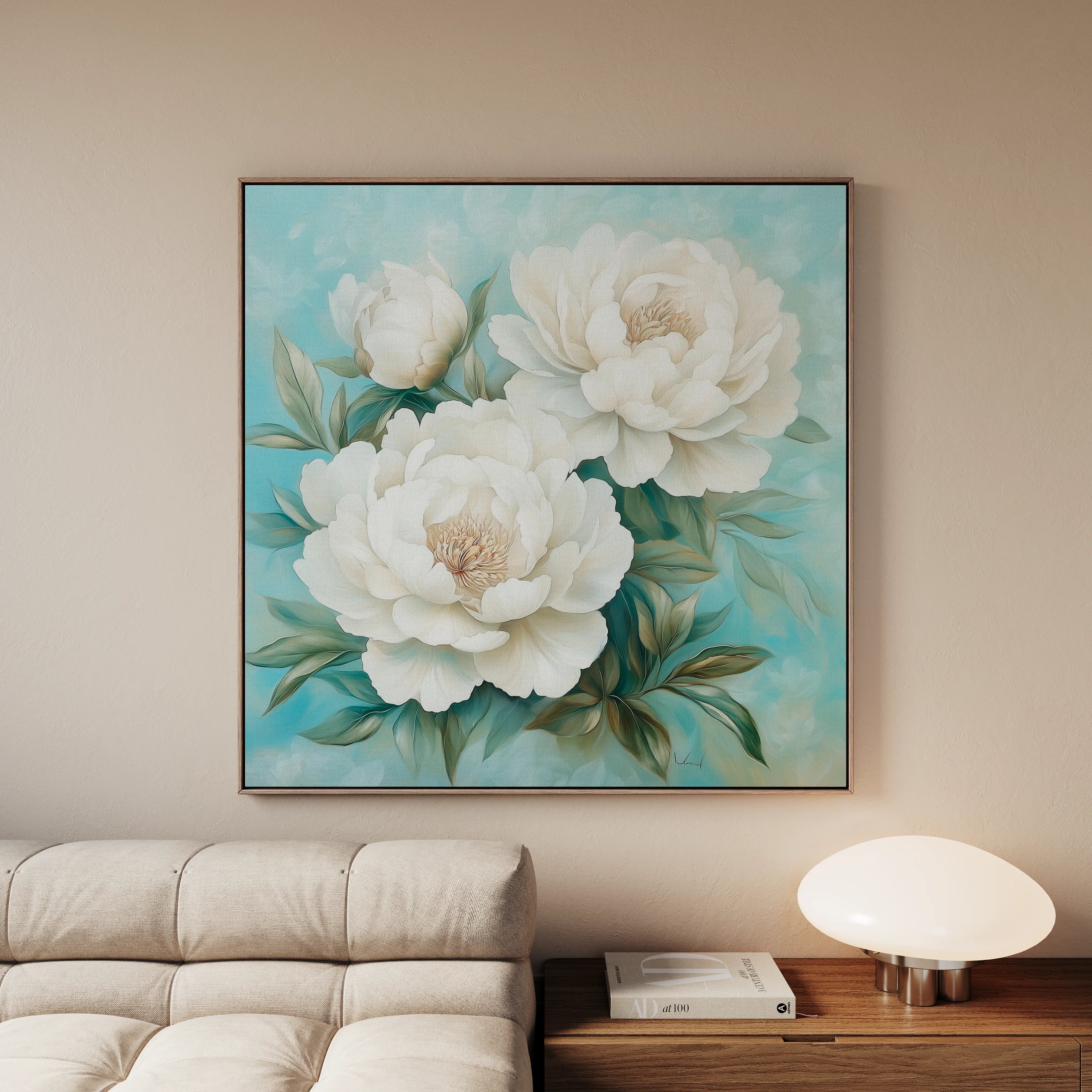 Floral 1311 Canvas Art 16" x 16" / 40 x 40 cm / Black