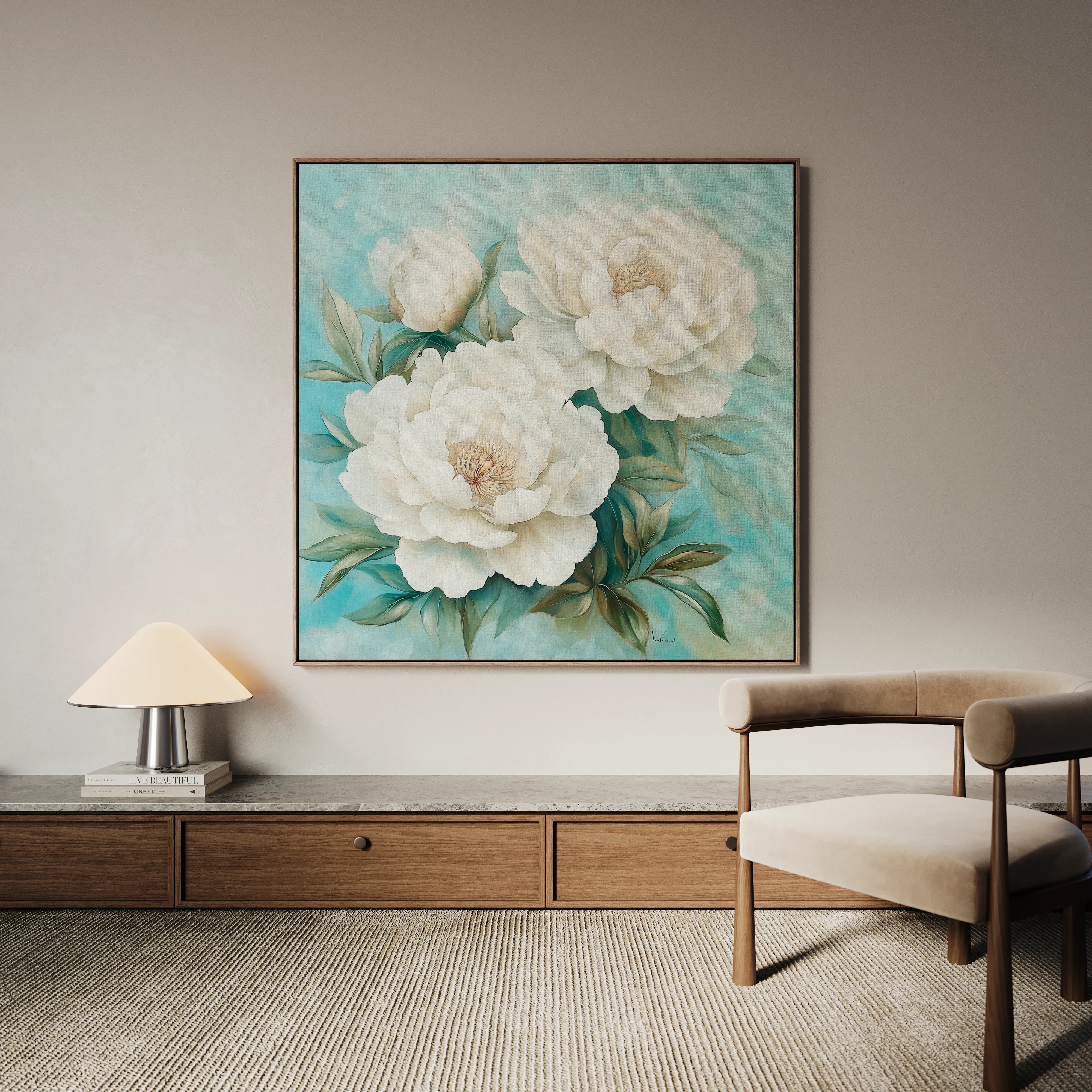 Floral 1311 Canvas Art 16" x 16" / 40 x 40 cm / Black