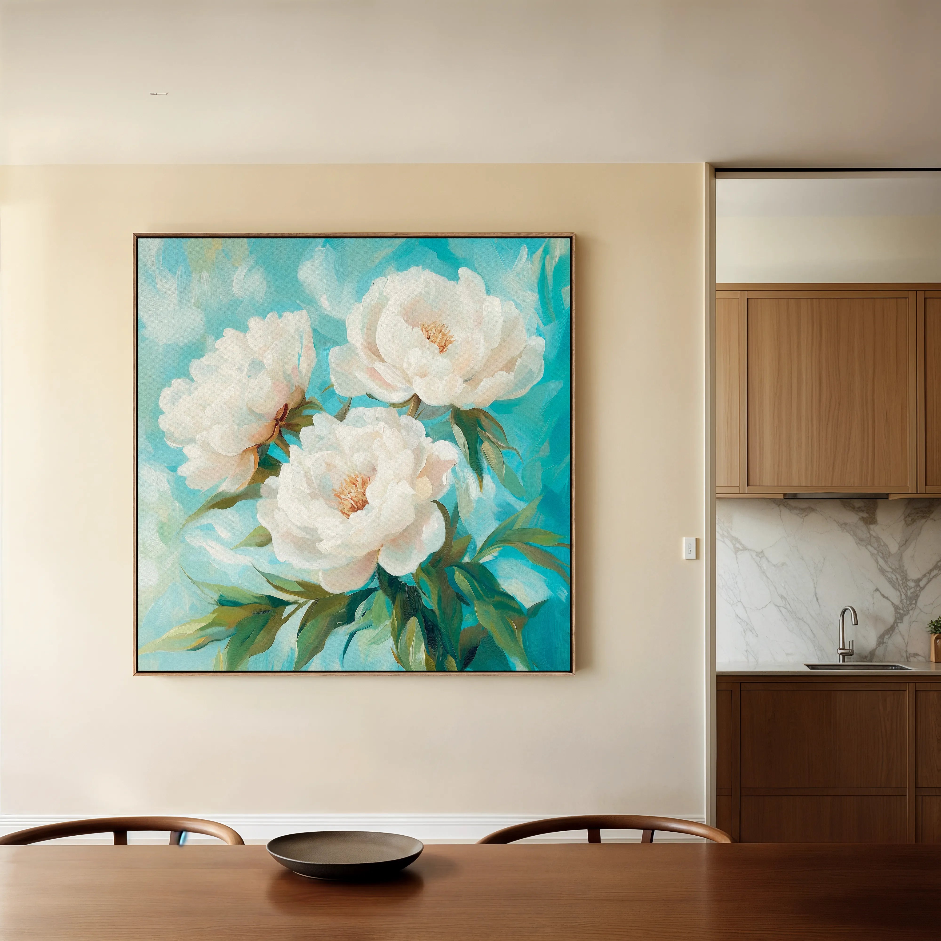 Floral 1312 Canvas Art 16" x 16" / 40 x 40 cm / Black
