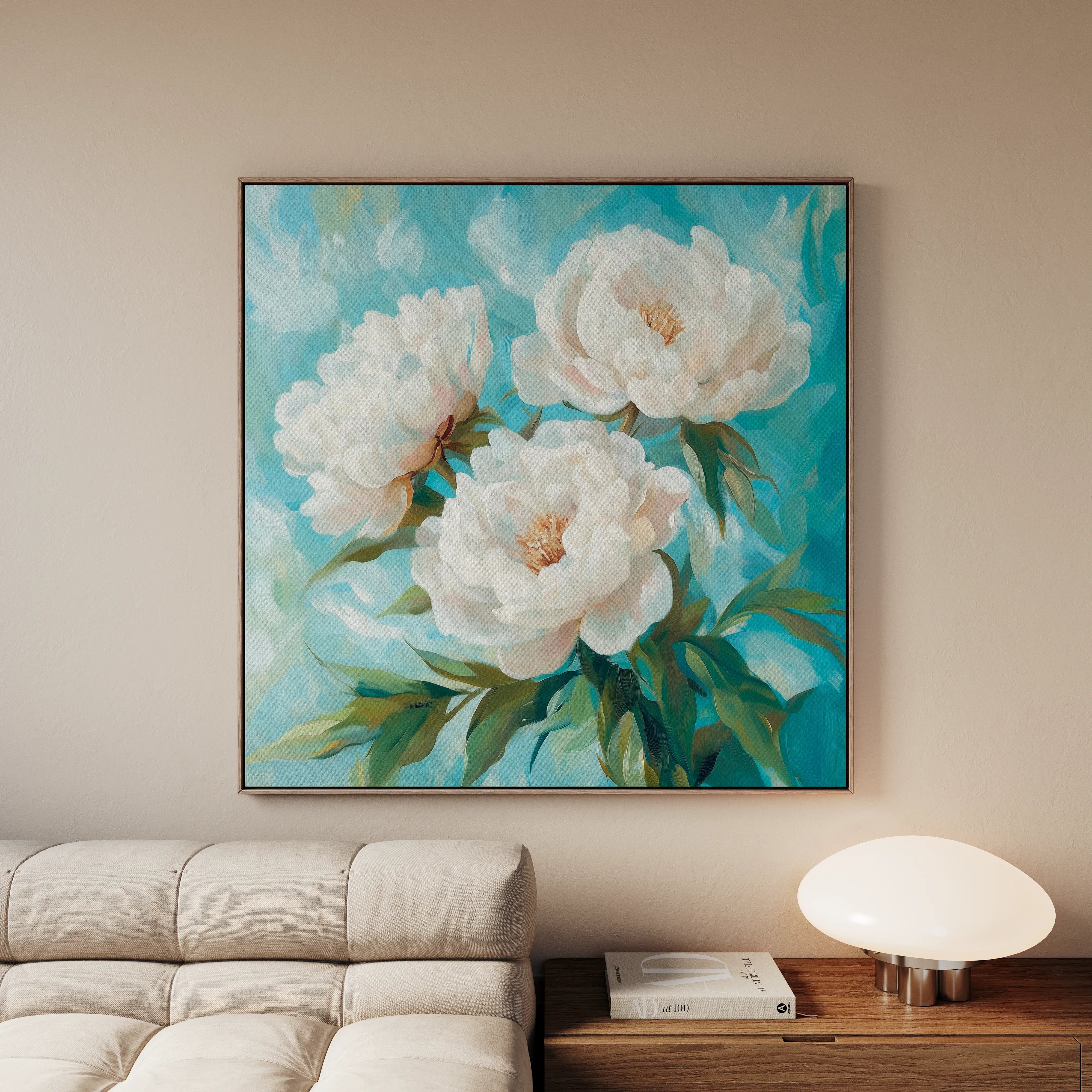Floral 1312 Canvas Art 16" x 16" / 40 x 40 cm / Black
