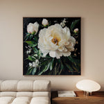 Floral 1313 Canvas Art 16" x 16" / 40 x 40 cm / Black