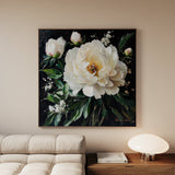 Floral 1313 Canvas Art 16" x 16" / 40 x 40 cm / Black