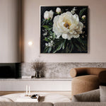 Floral 1313 Canvas Art 16" x 16" / 40 x 40 cm / Black