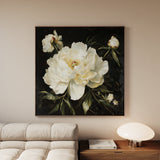 Floral 1314 Canvas Art 16" x 16" / 40 x 40 cm / Black