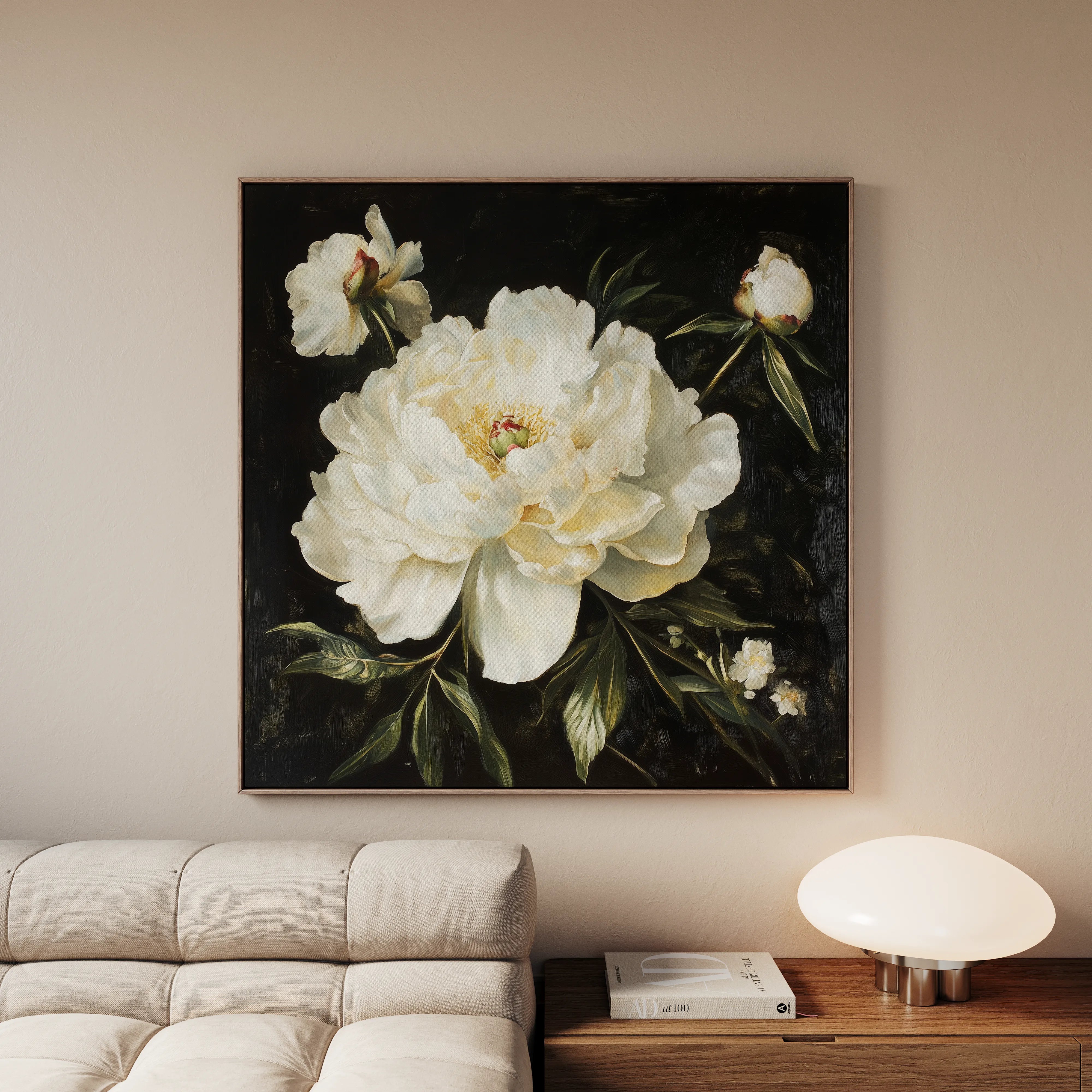 Floral 1314 Canvas Art 16" x 16" / 40 x 40 cm / Black