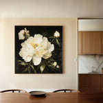 Floral 1314 Canvas Art 16" x 16" / 40 x 40 cm / Black