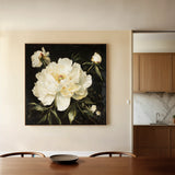 Floral 1314 Canvas Art 16" x 16" / 40 x 40 cm / Black