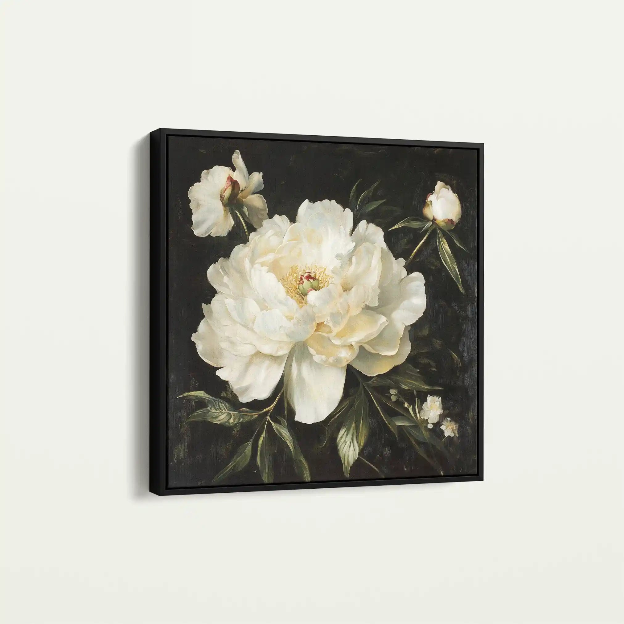 Floral 1314 Canvas Art 16" x 16" / 40 x 40 cm / Black