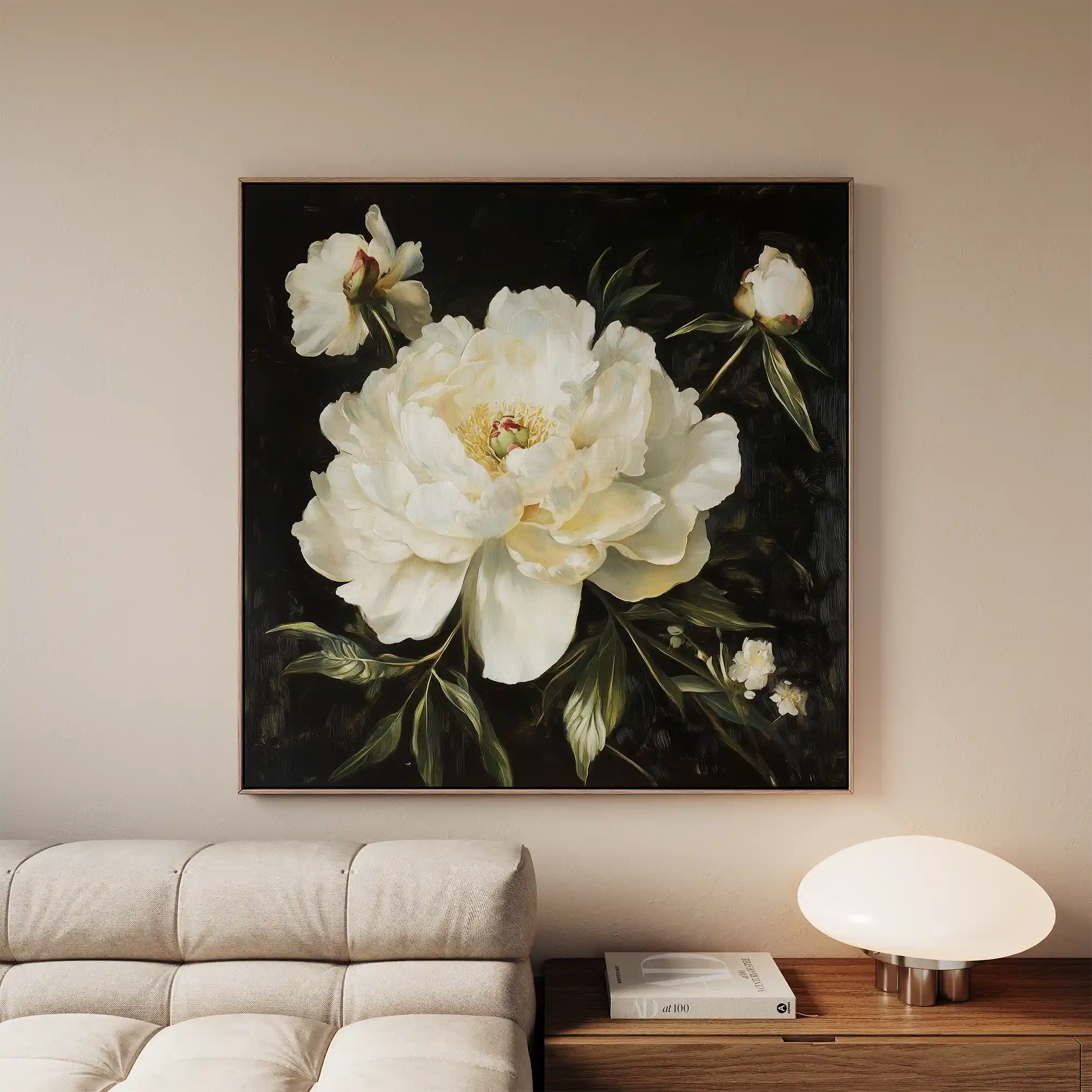 Floral 1314 Canvas Art 60 x 60 cm / Black