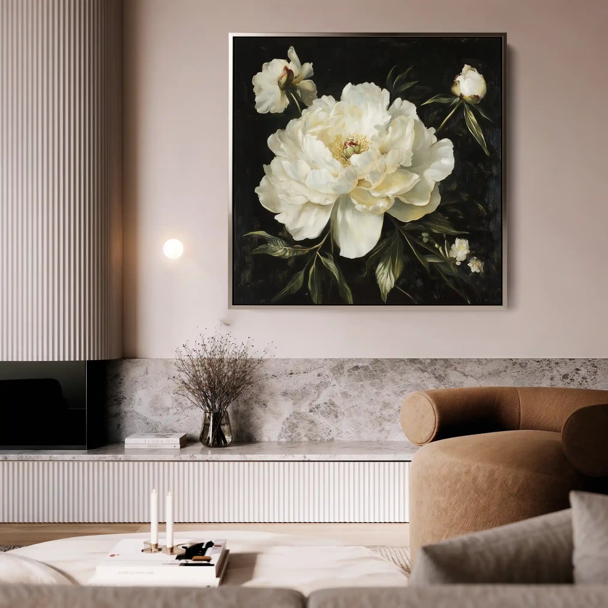 Floral 1314 Canvas Art 60 x 60 cm / Black