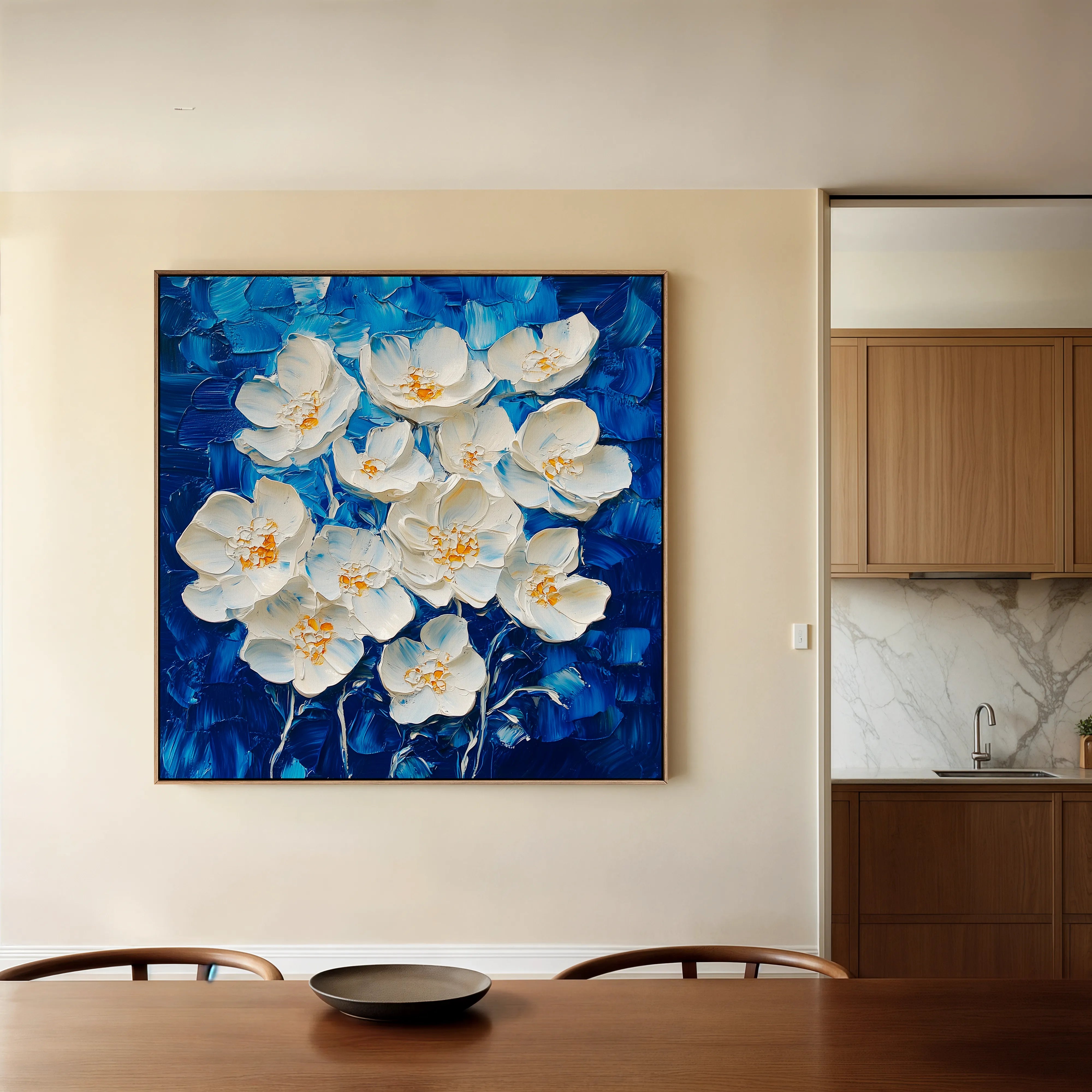 Floral 1315 Canvas Art 16" x 16" / 40 x 40 cm / Black