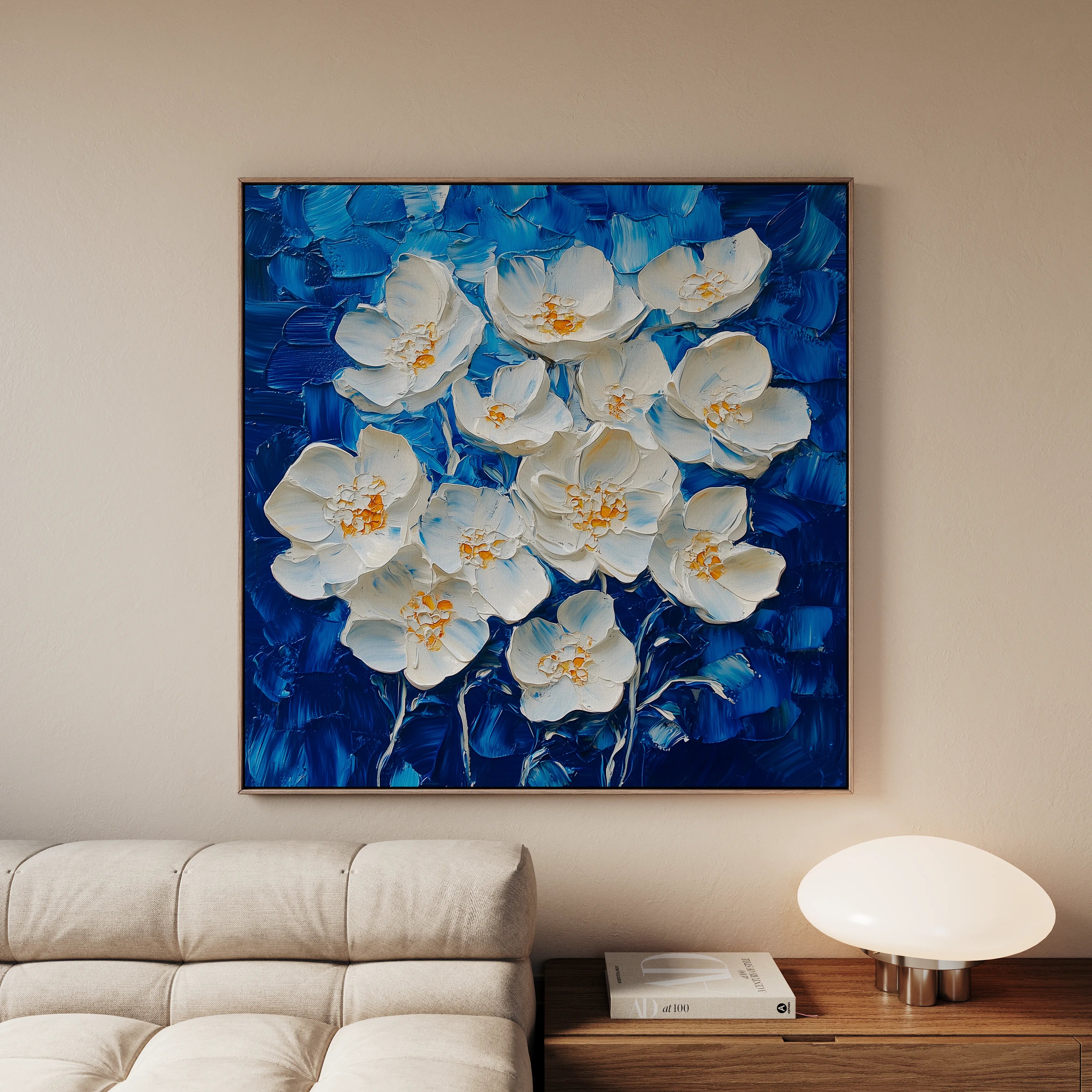 Floral 1315 Canvas Art 16" x 16" / 40 x 40 cm / Black
