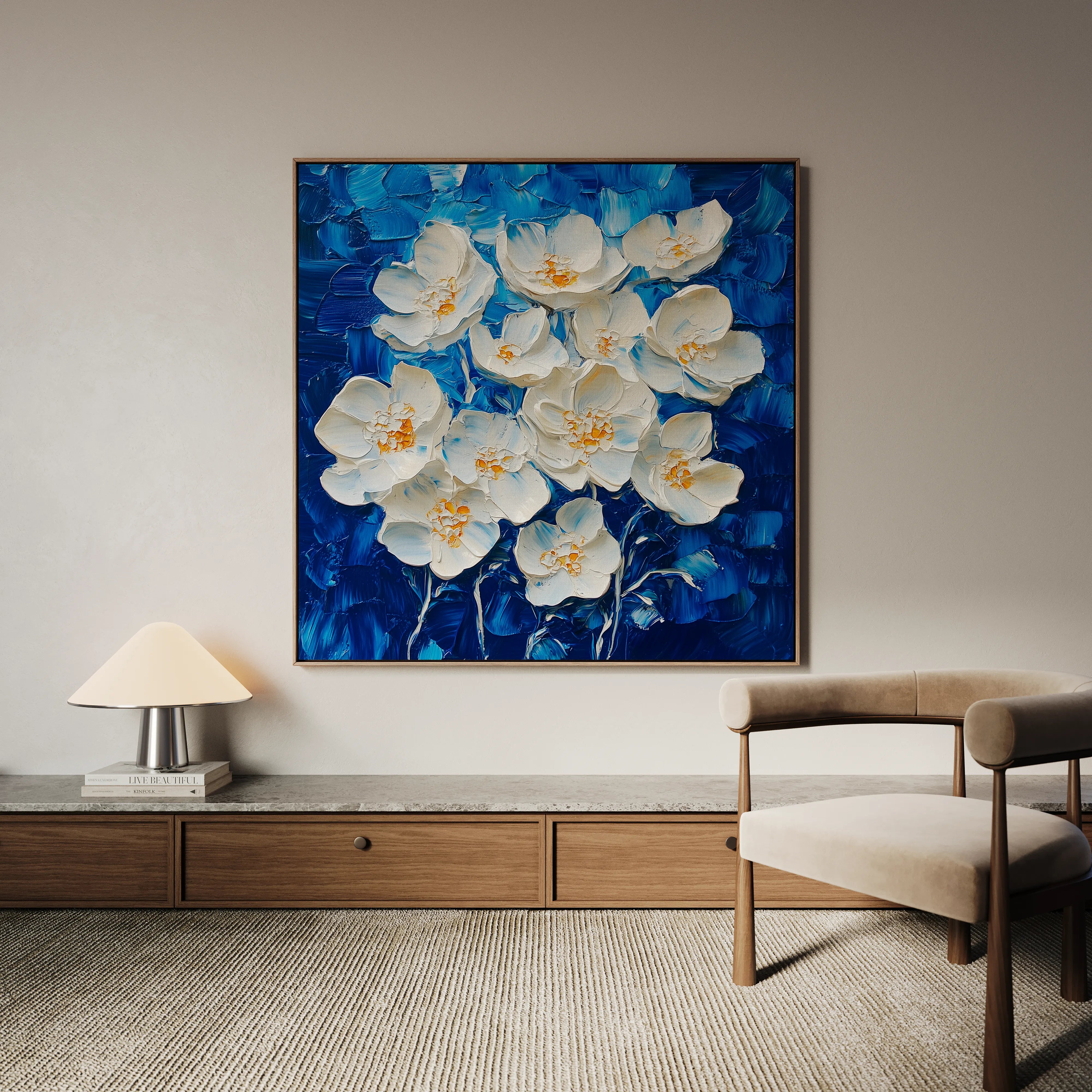 Floral 1315 Canvas Art 16" x 16" / 40 x 40 cm / Black