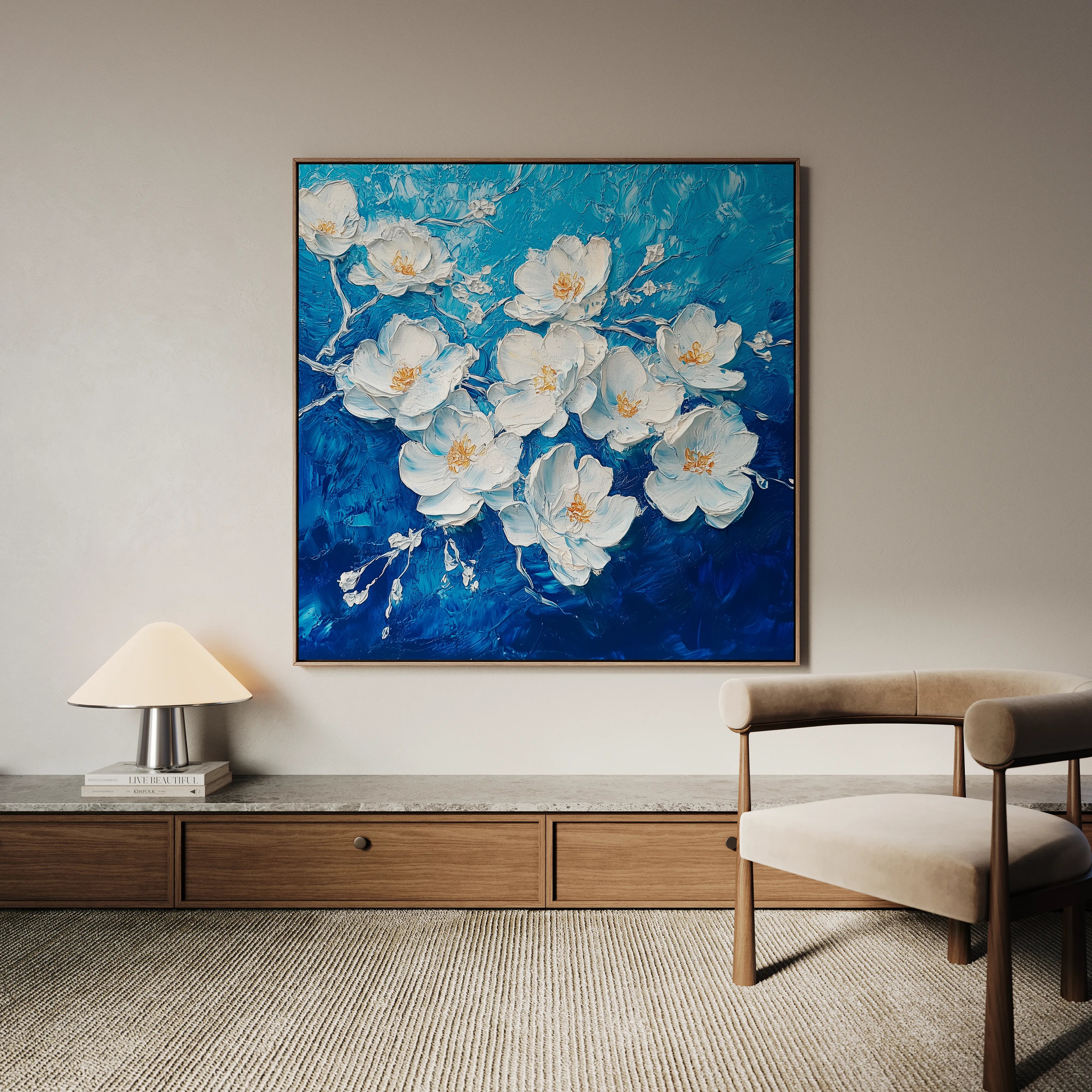 Floral 1316 Canvas Art 16" x 16" / 40 x 40 cm / Black