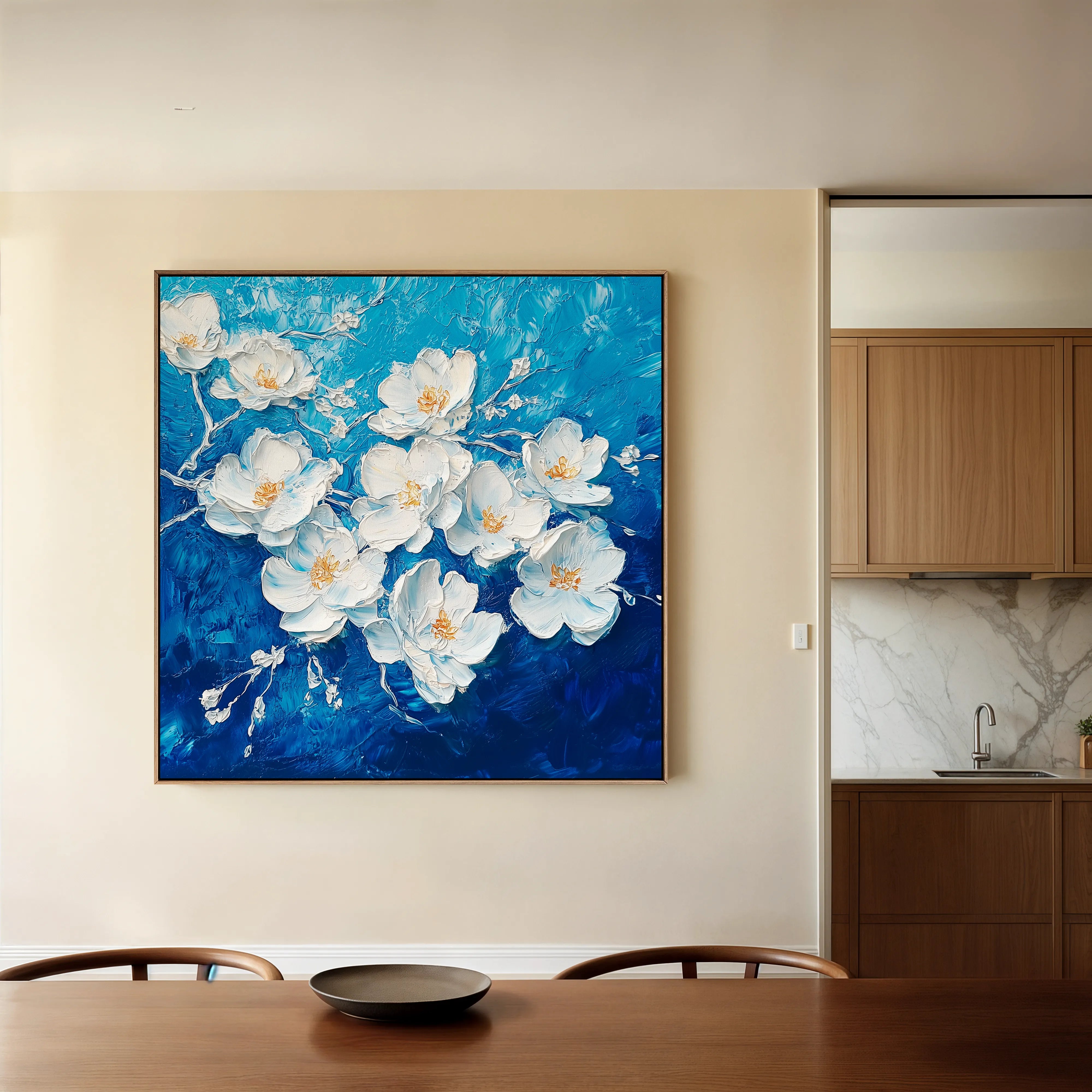 Floral 1316 Canvas Art 16" x 16" / 40 x 40 cm / Black
