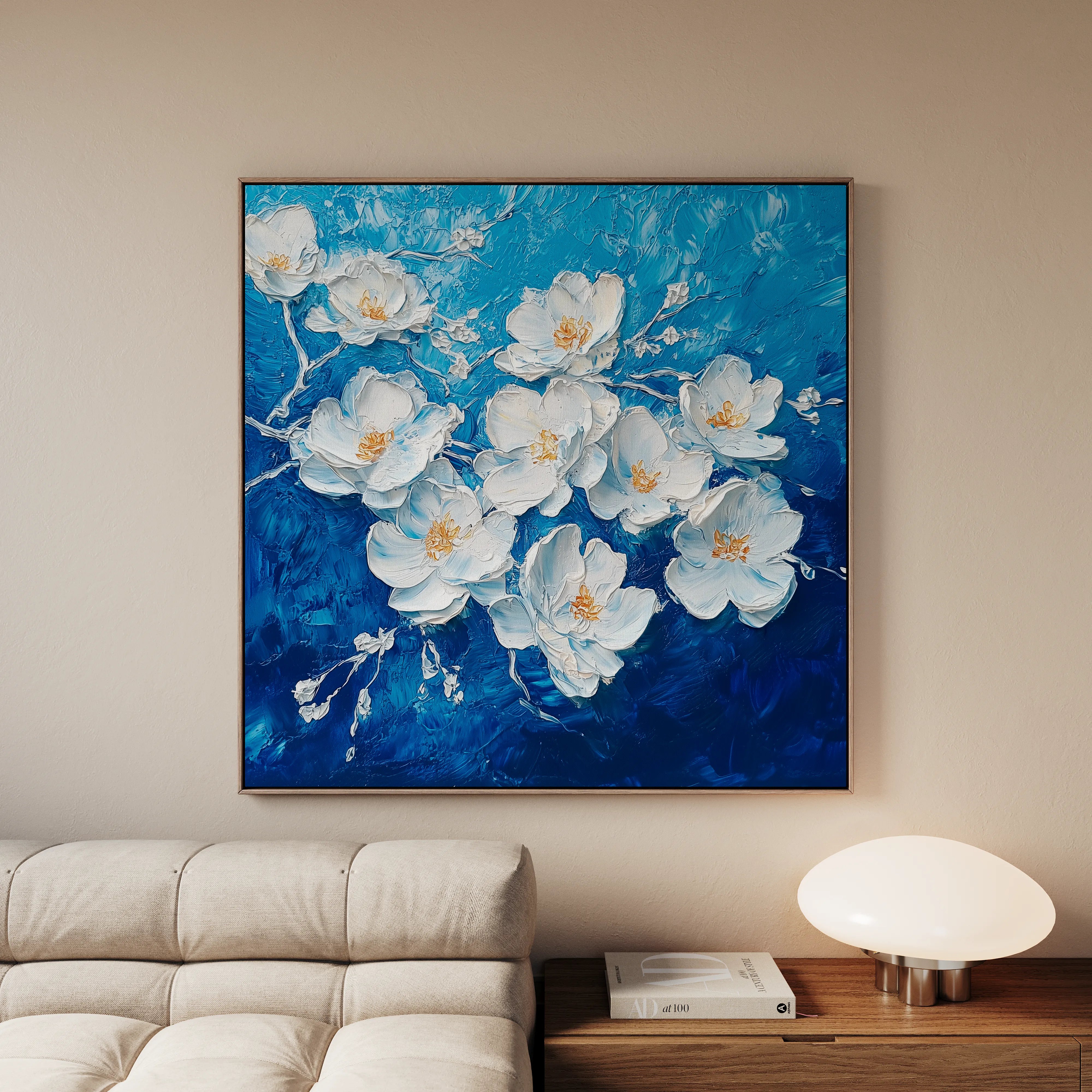 Floral 1316 Canvas Art 16" x 16" / 40 x 40 cm / Black